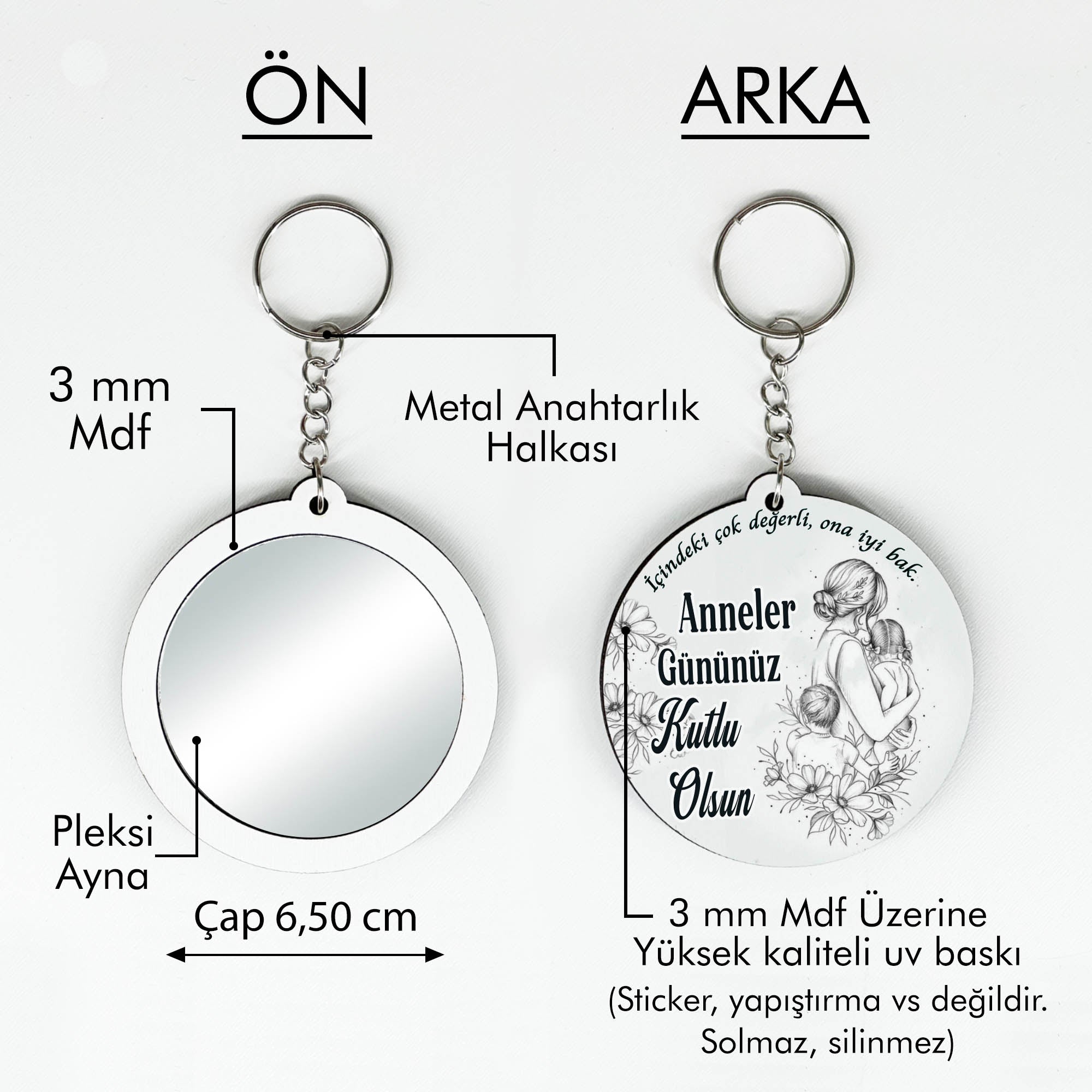 Anneler Günü Temalı Anahtarlıklı Ayna