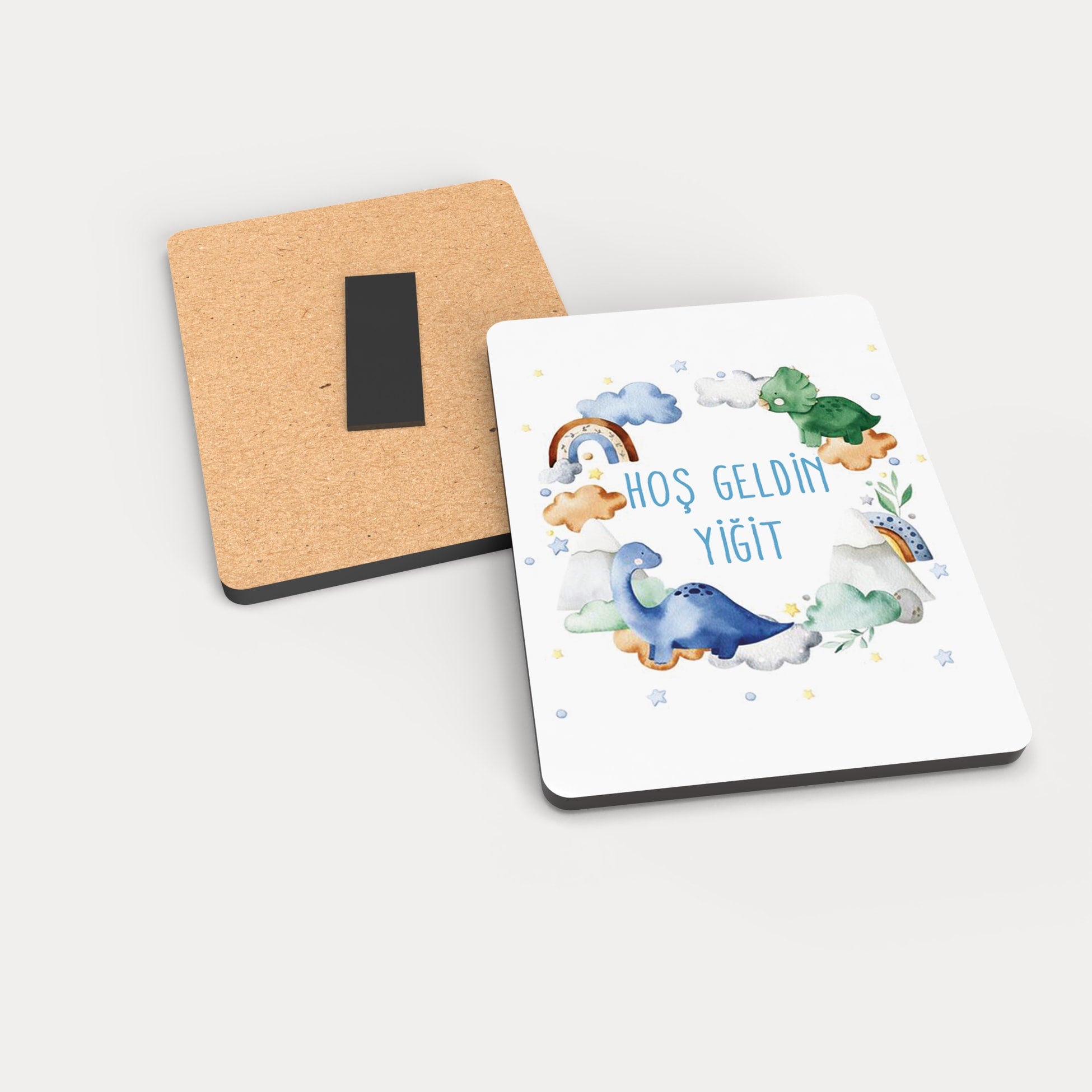 Sevimli Dinozor Temalı Ahşap Magnet