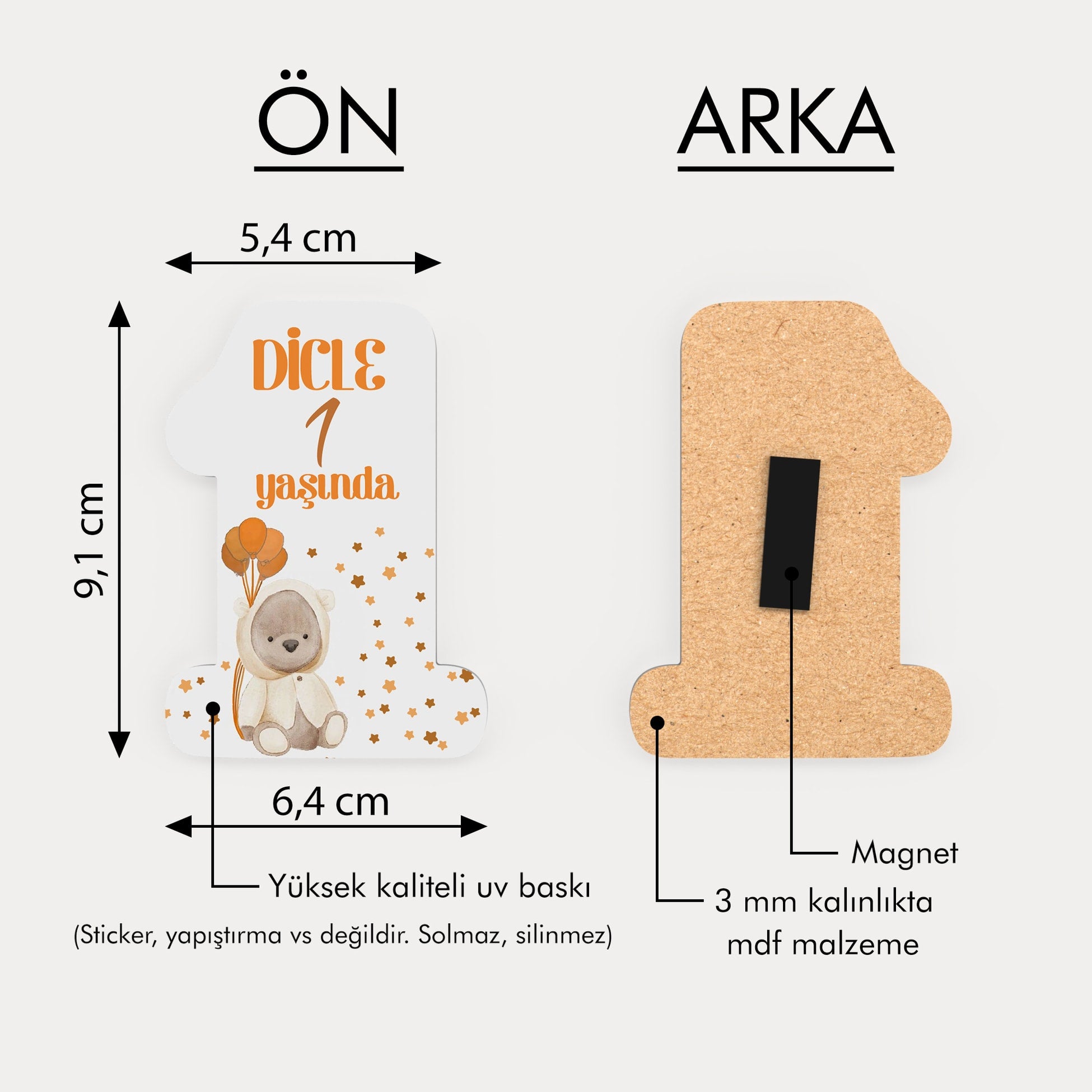 Ayıcık Temalı Ahşap Magnet