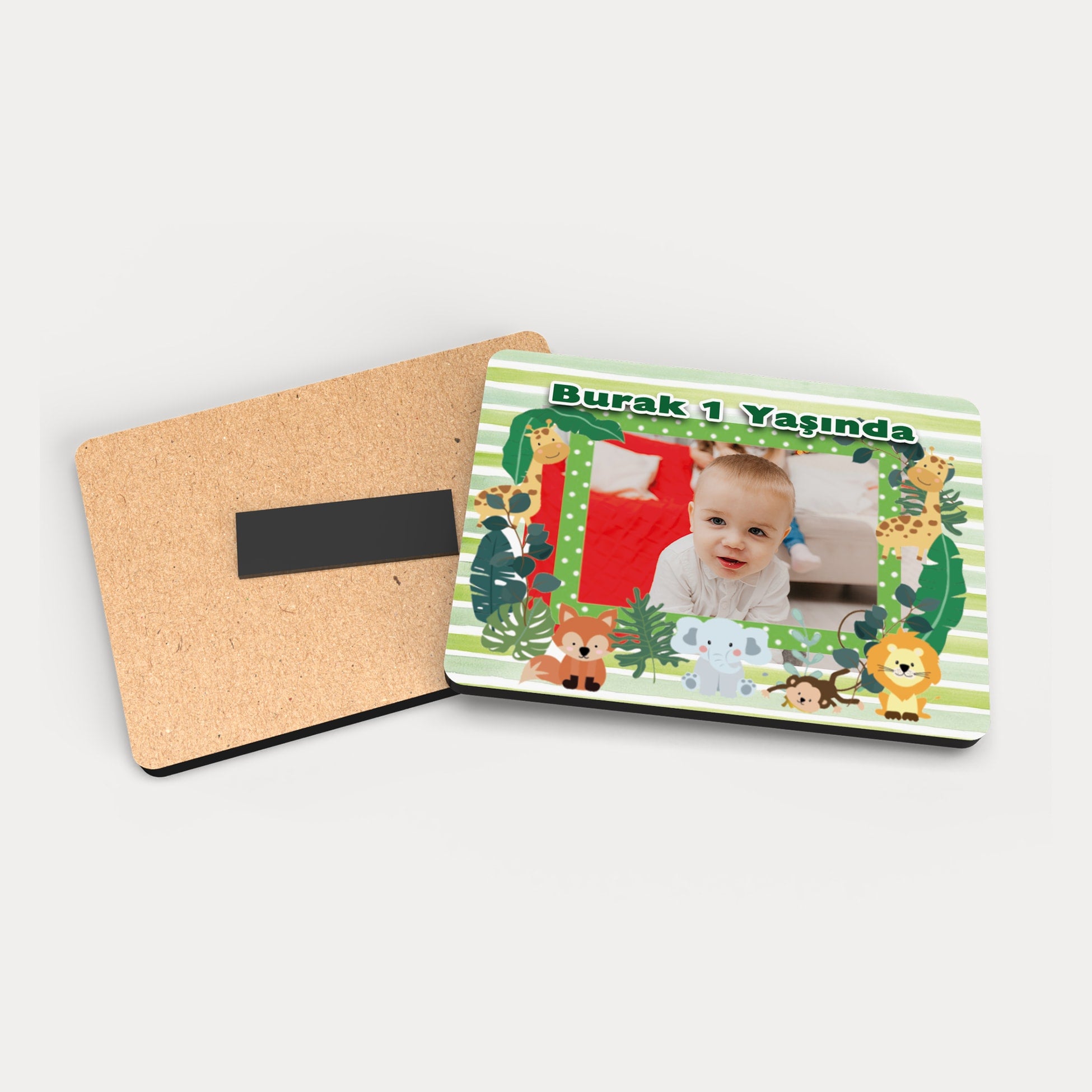 Safari Temalı Fotoğraflı Ahşap Magnet