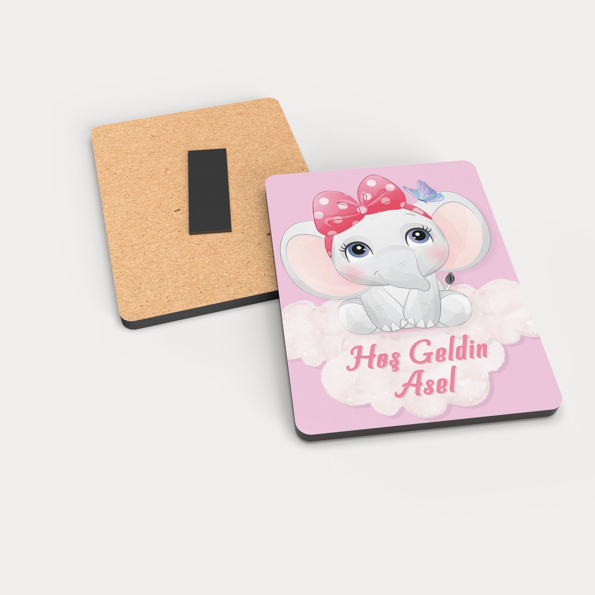 Bebek Fil Temalı Ahşap Magnet