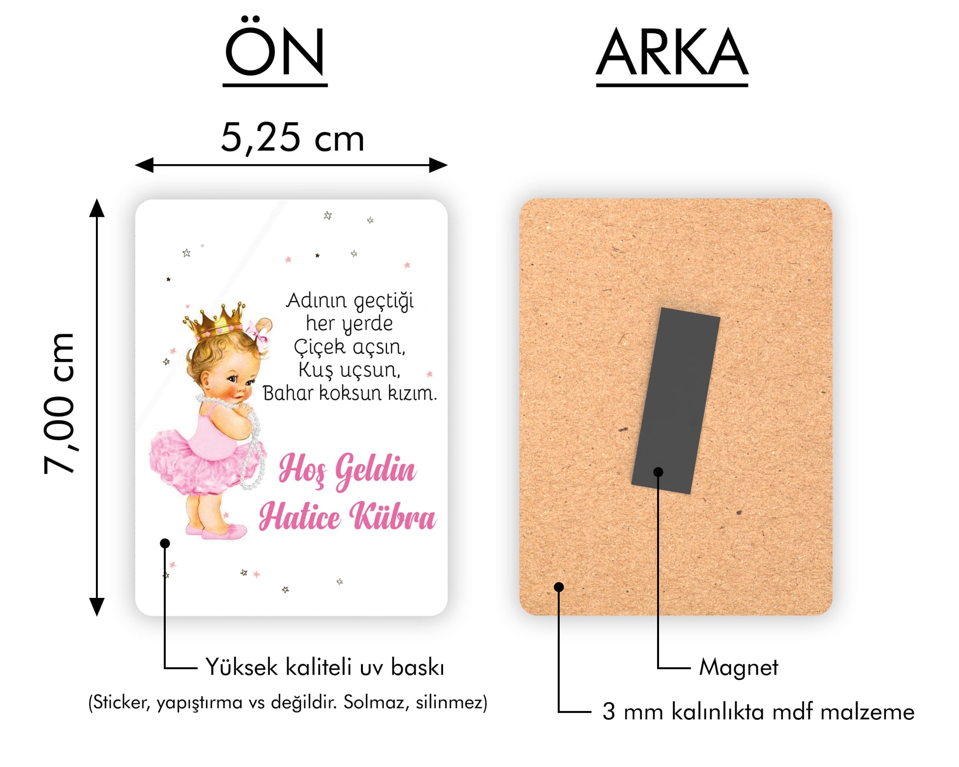 Kız Çocuğu Desenli Ahşap Magnet