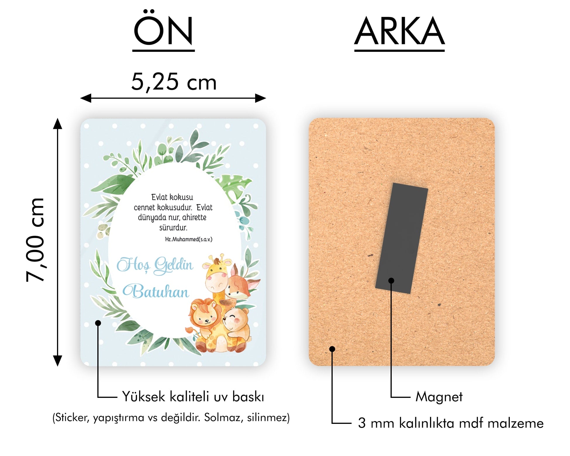 Safari Temalı Ahşap Magnet
