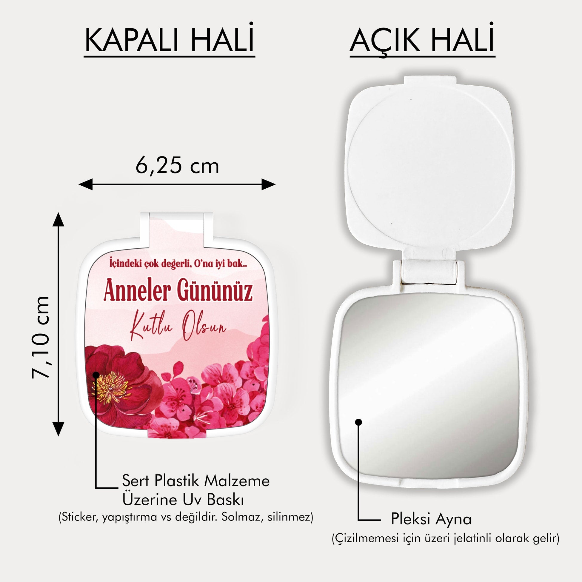 Anneler Günü Temalı Kare Ayna