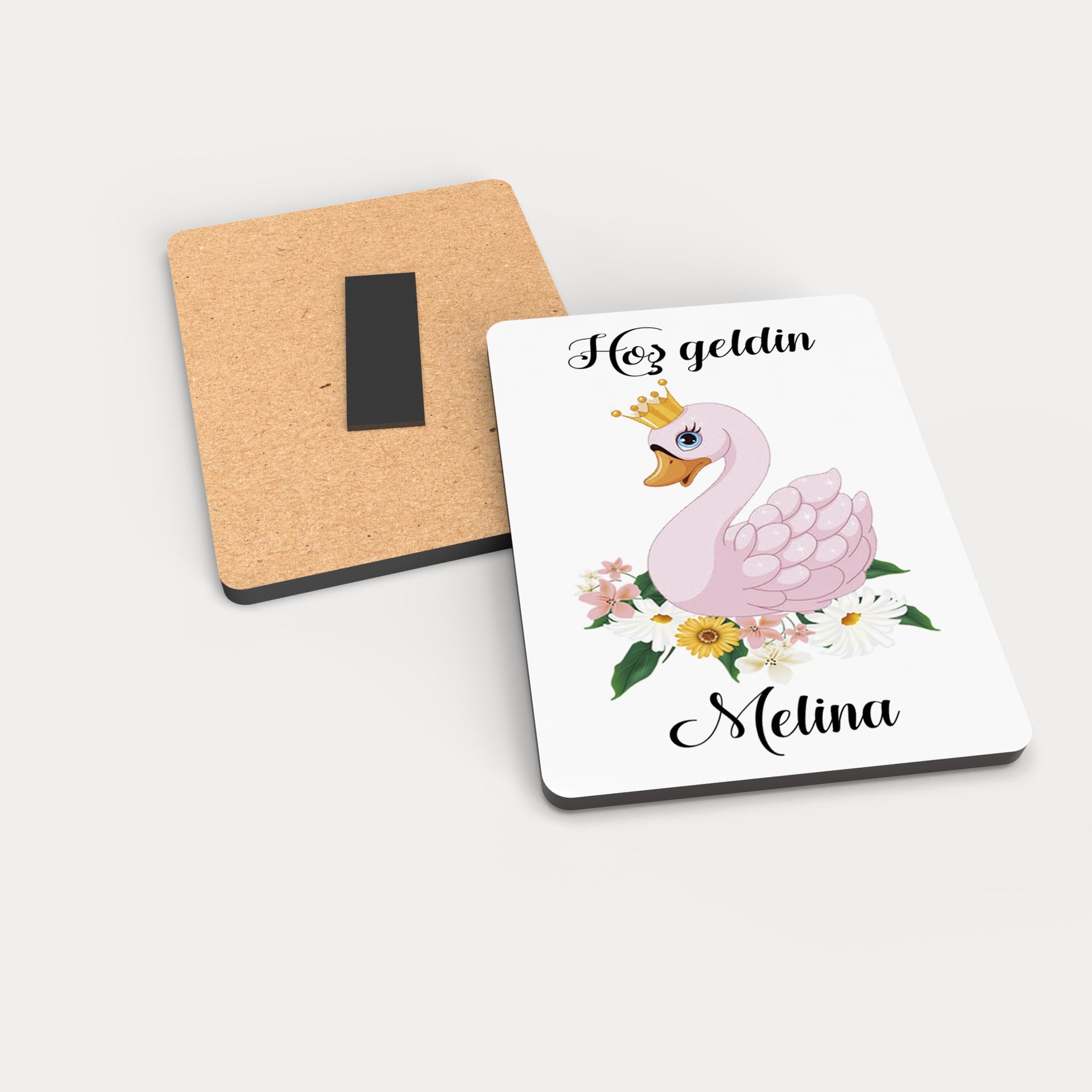Kuğu Desenli Ahşap Magnet