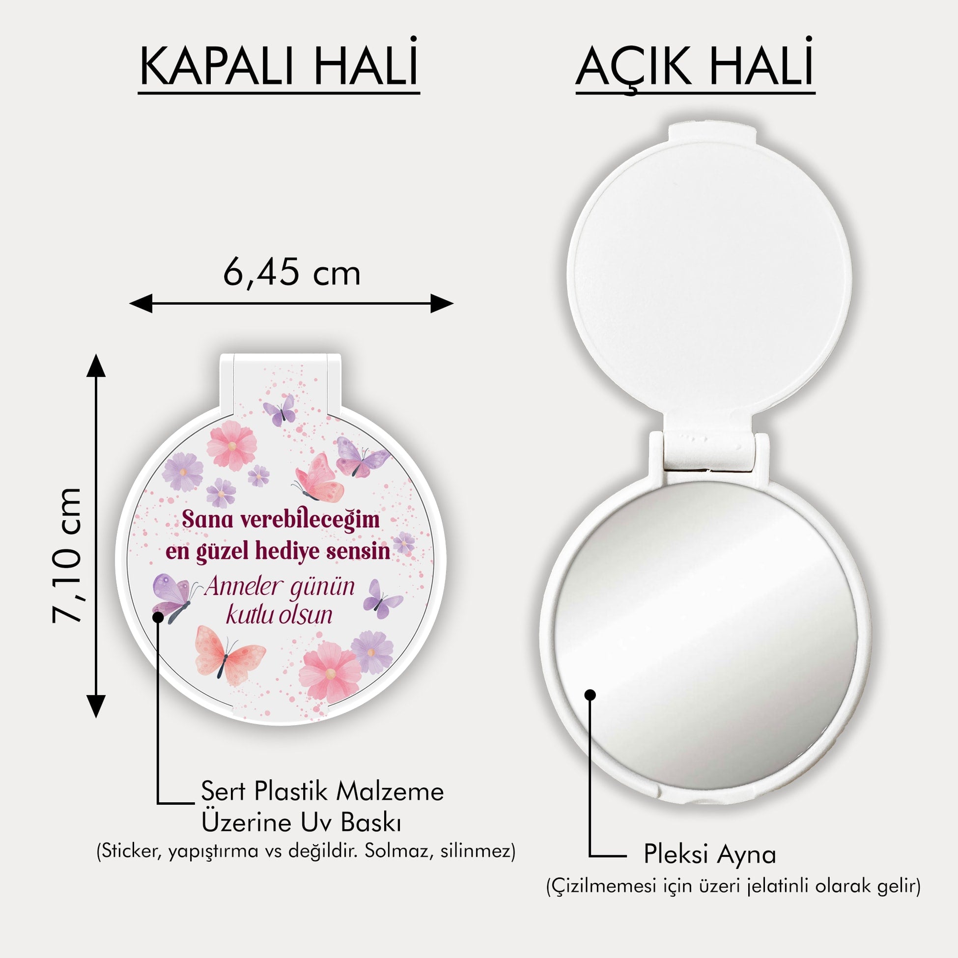 Anneler Günü Temalı Yuvarlak Ayna