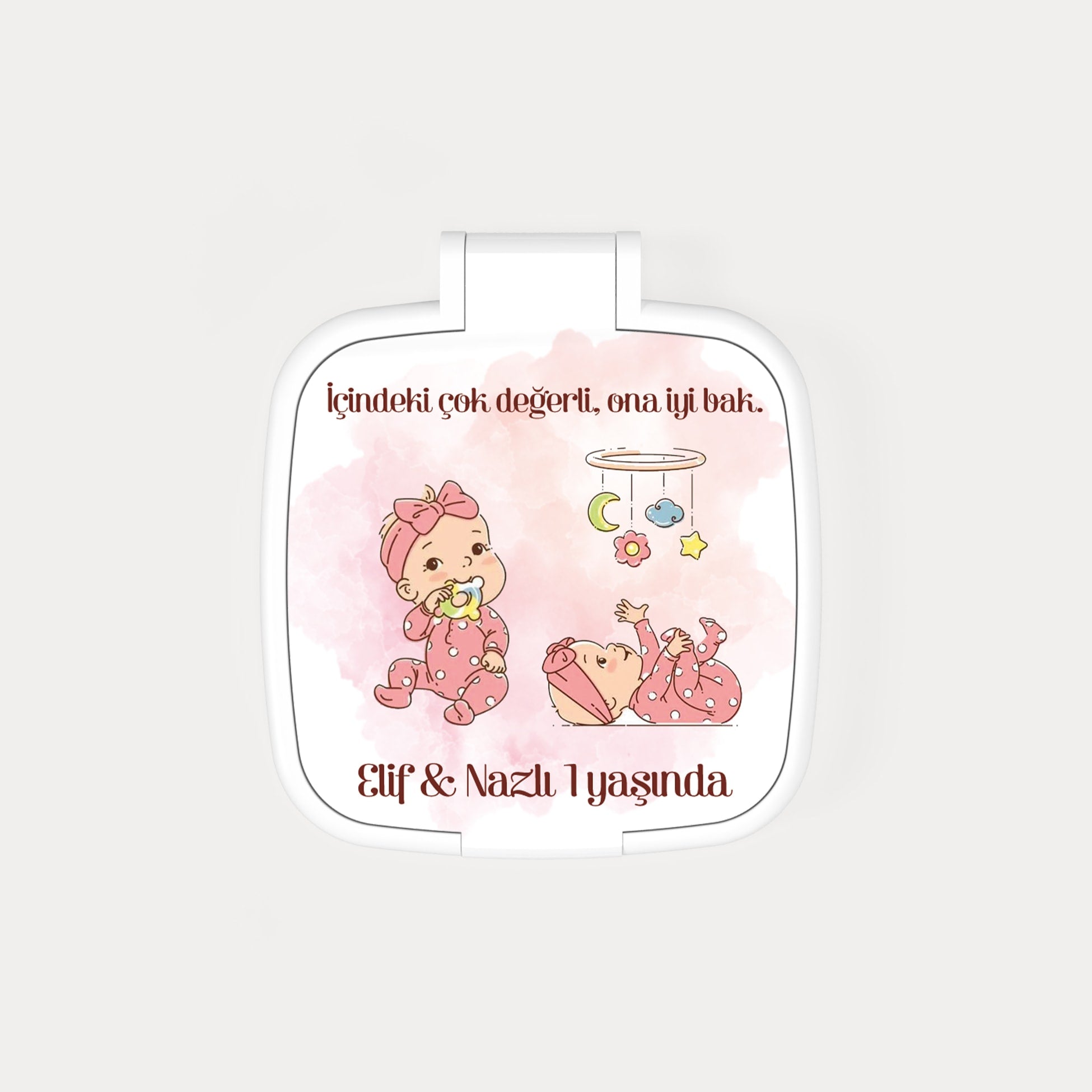 İkiz Bebekler Temalı Kare Ayna
