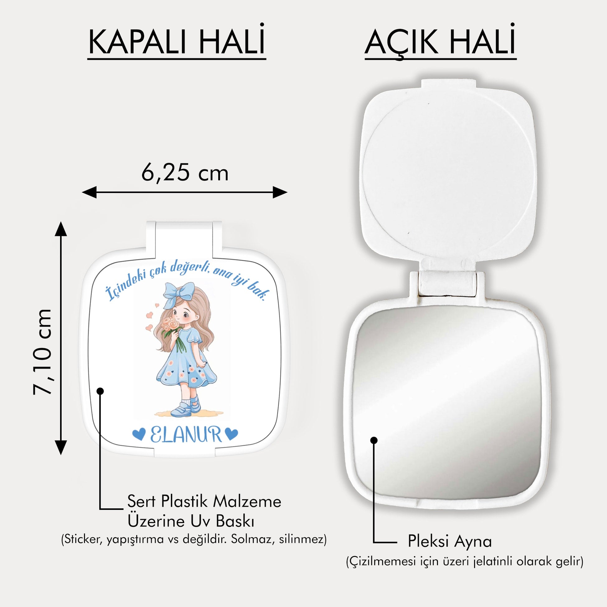 Kız Çocuğu Temalı Kare Ayna
