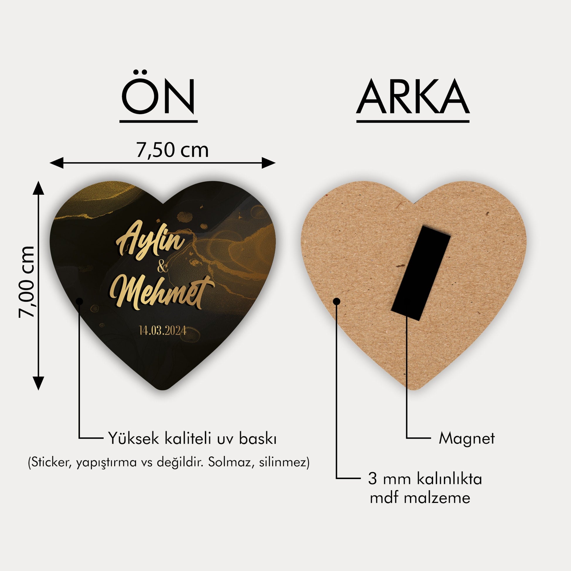 Gold Sulu Boya Desenli Ahşap Magnet