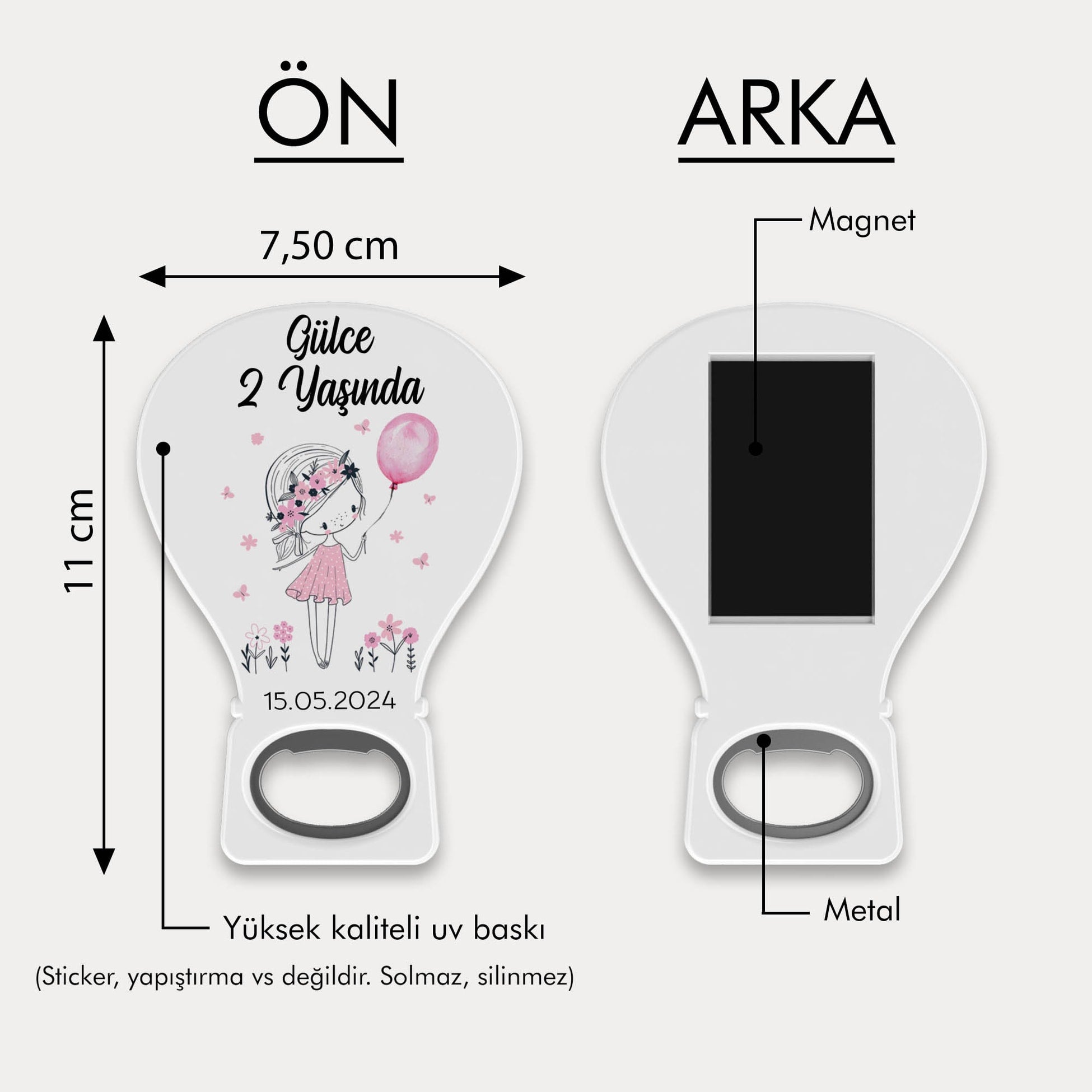 Balon Tutan Kız Desenli Balon Açacak Magnet