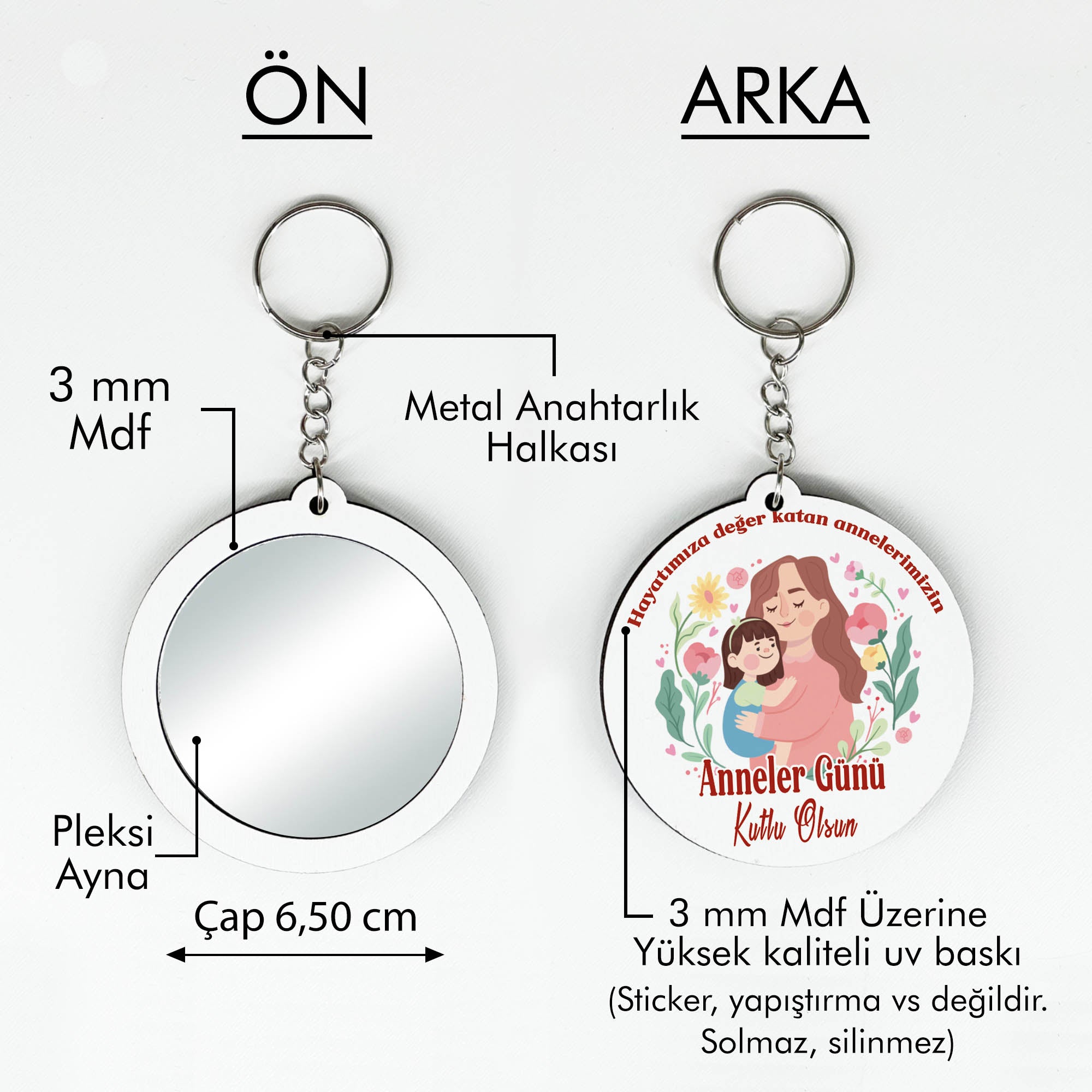 Anneler Günü Temalı Anahtarlıklı Ayna