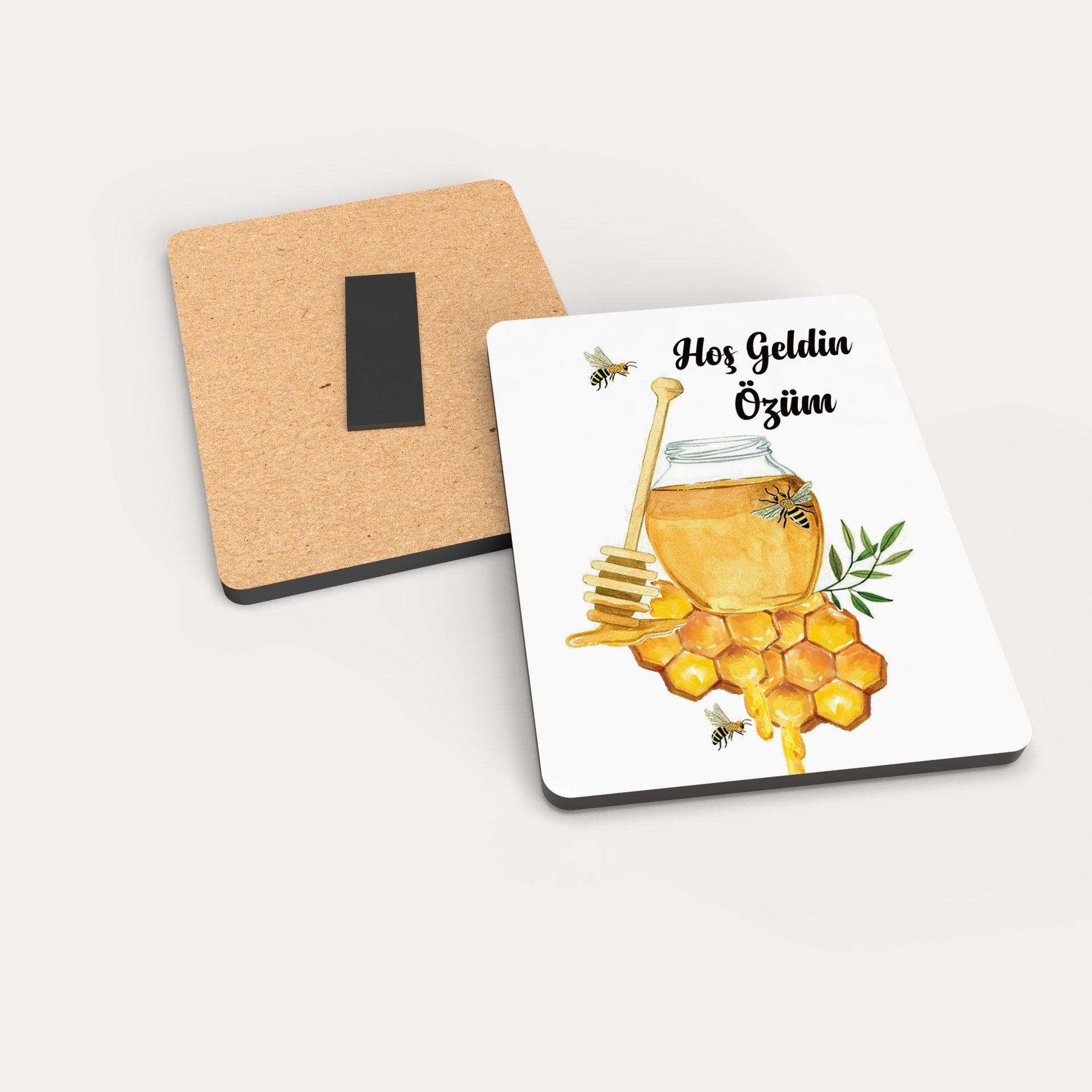 Bal Temalı Ahşap Magnet