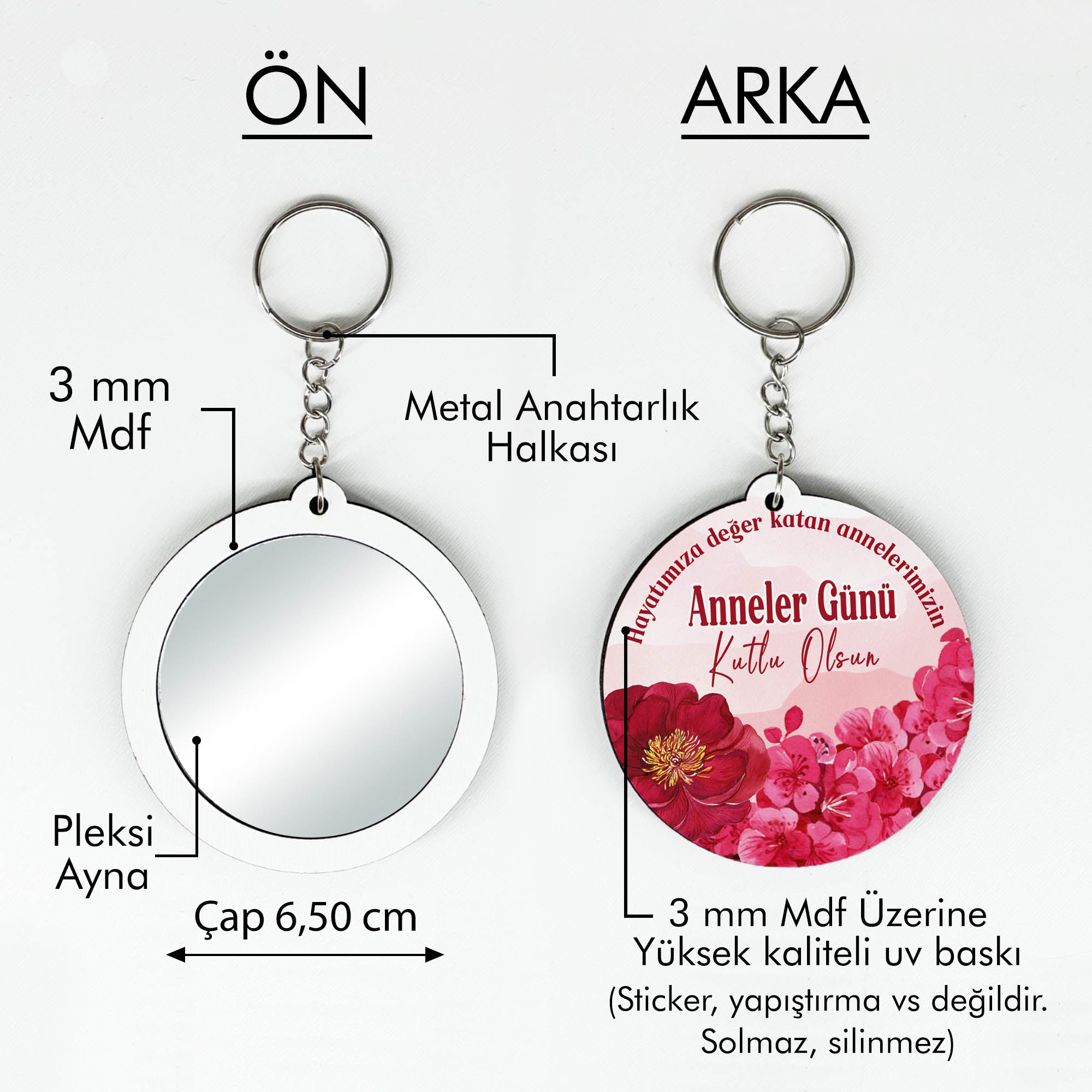 Anneler Günü Temalı Anahtarlıklı Ayna