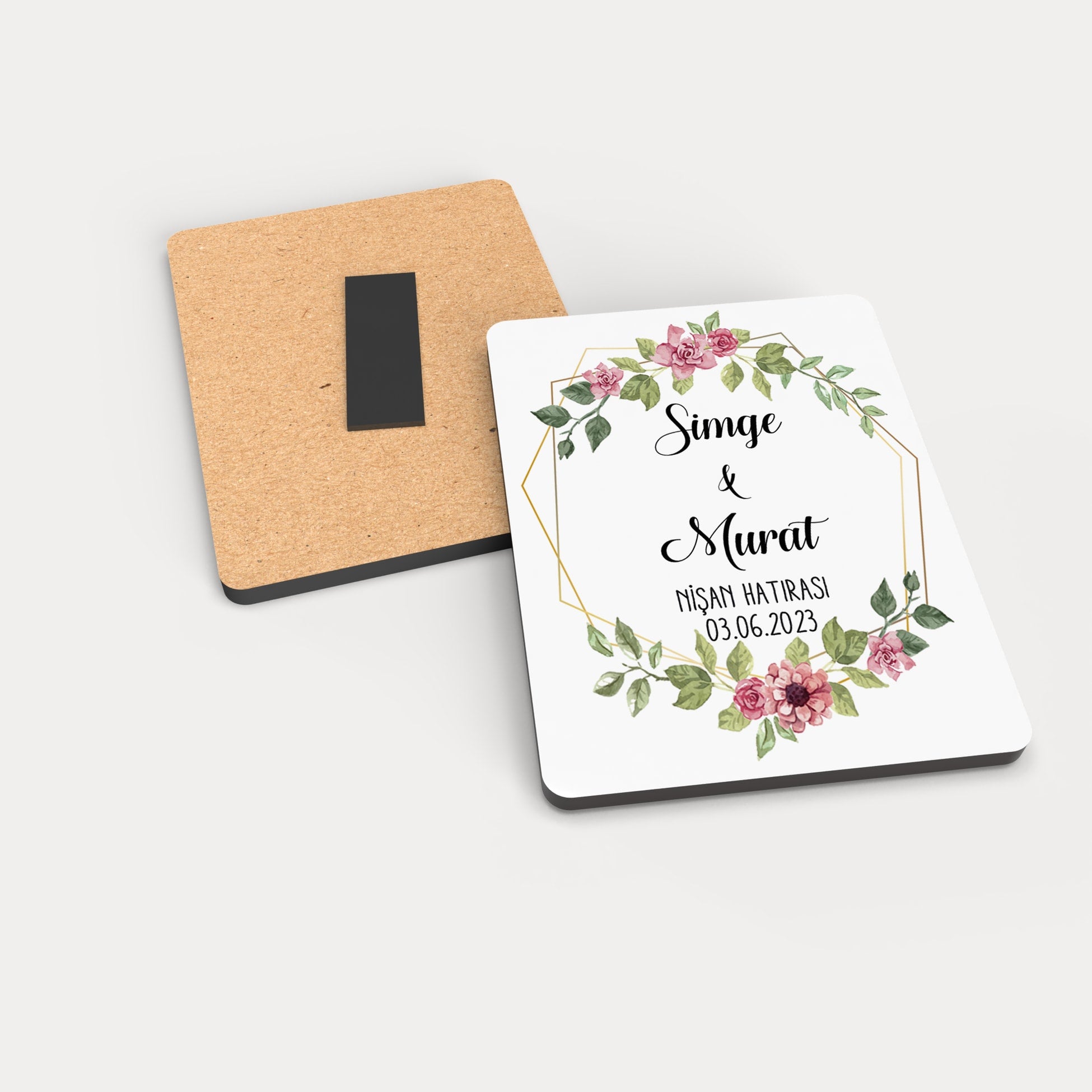 Renkli Çiçek Desenli Ahşap Magnet