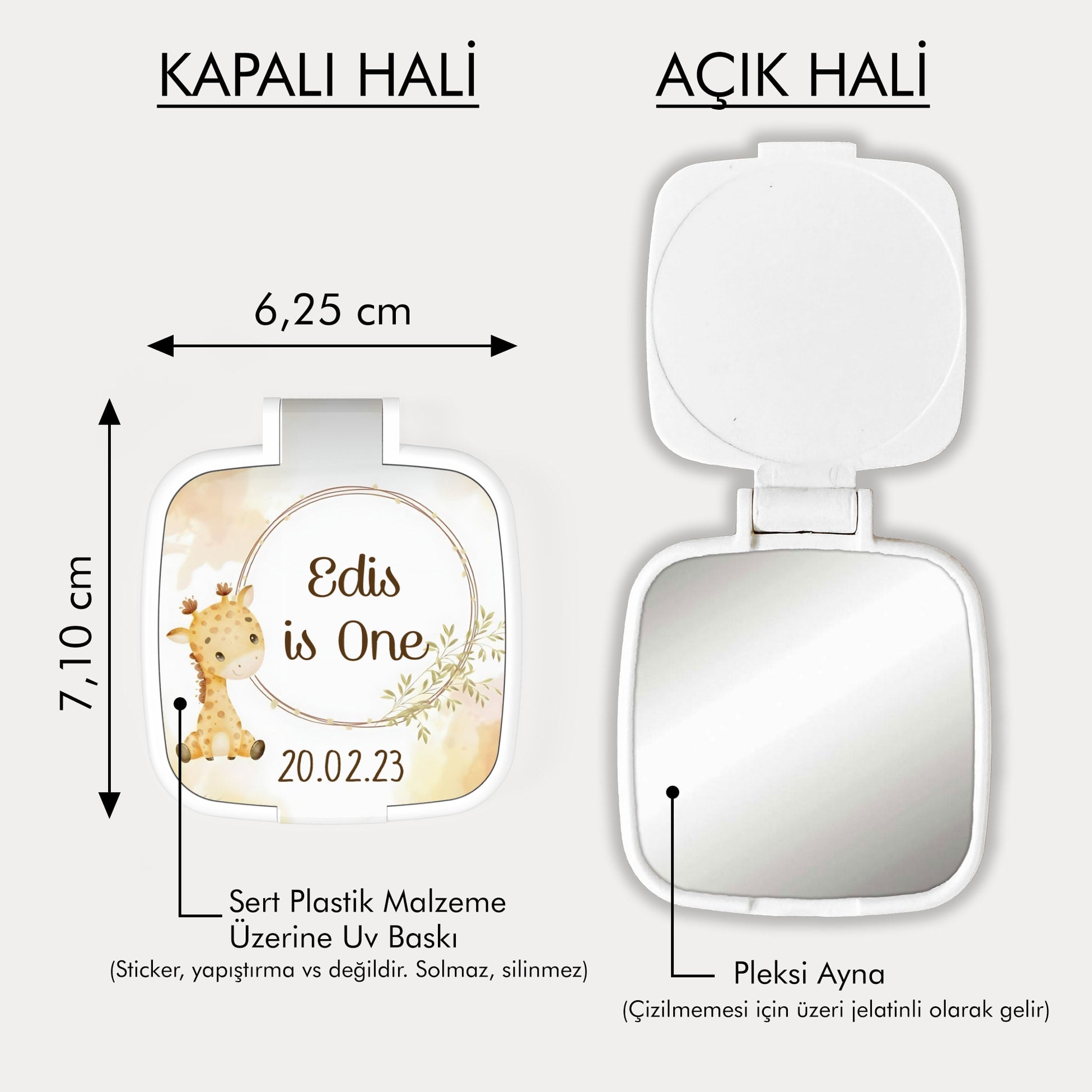 Zürafa Desenli Kare Ayna