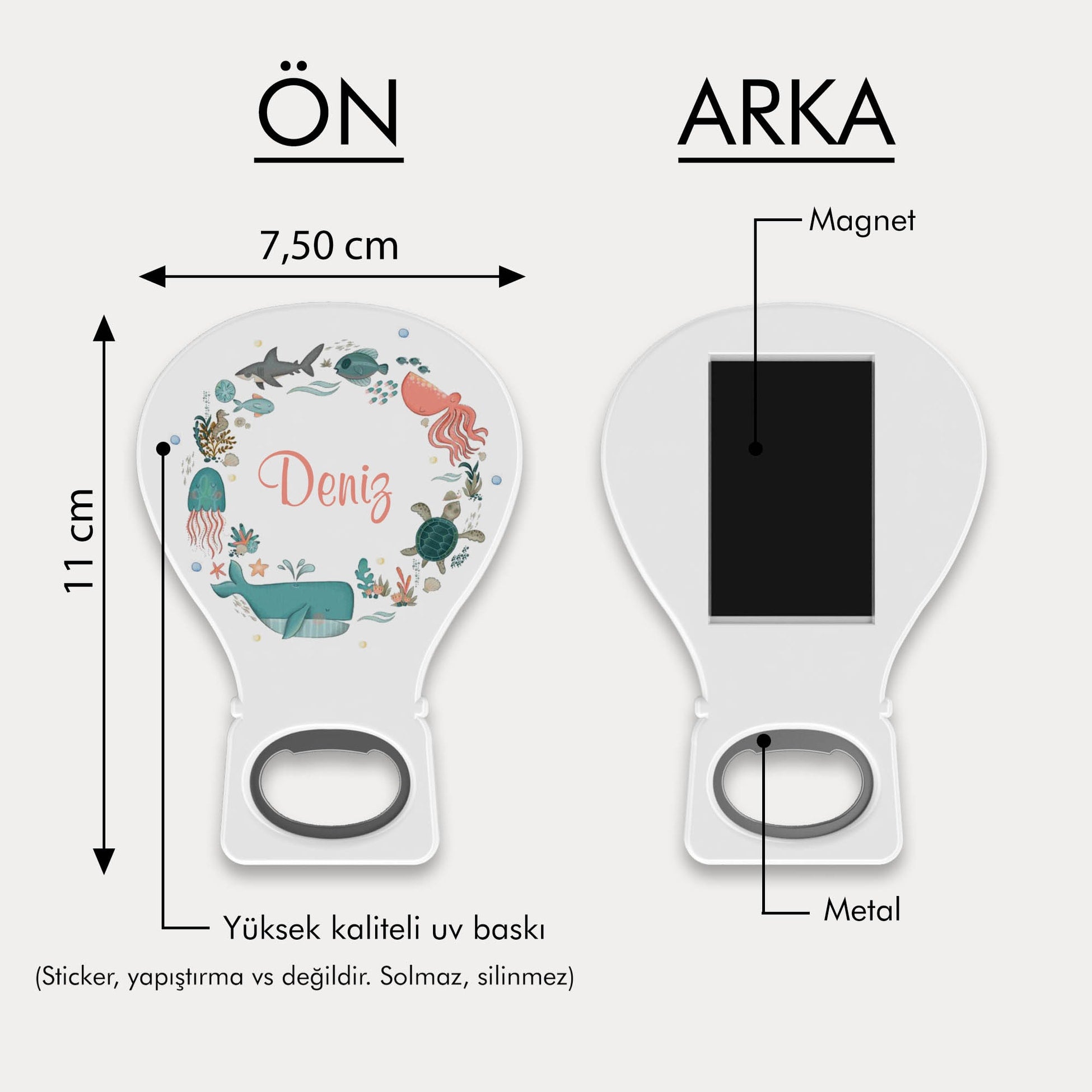 Deniz Hayvanları Desenli Balon Açacak Magnet