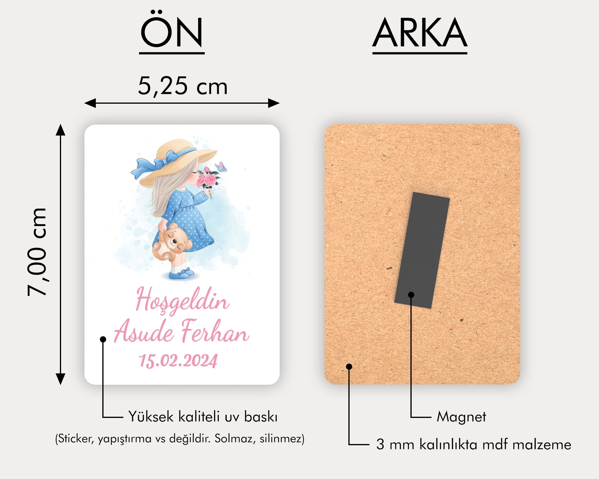 Kız Bebek Temalı Ahşap Magnet