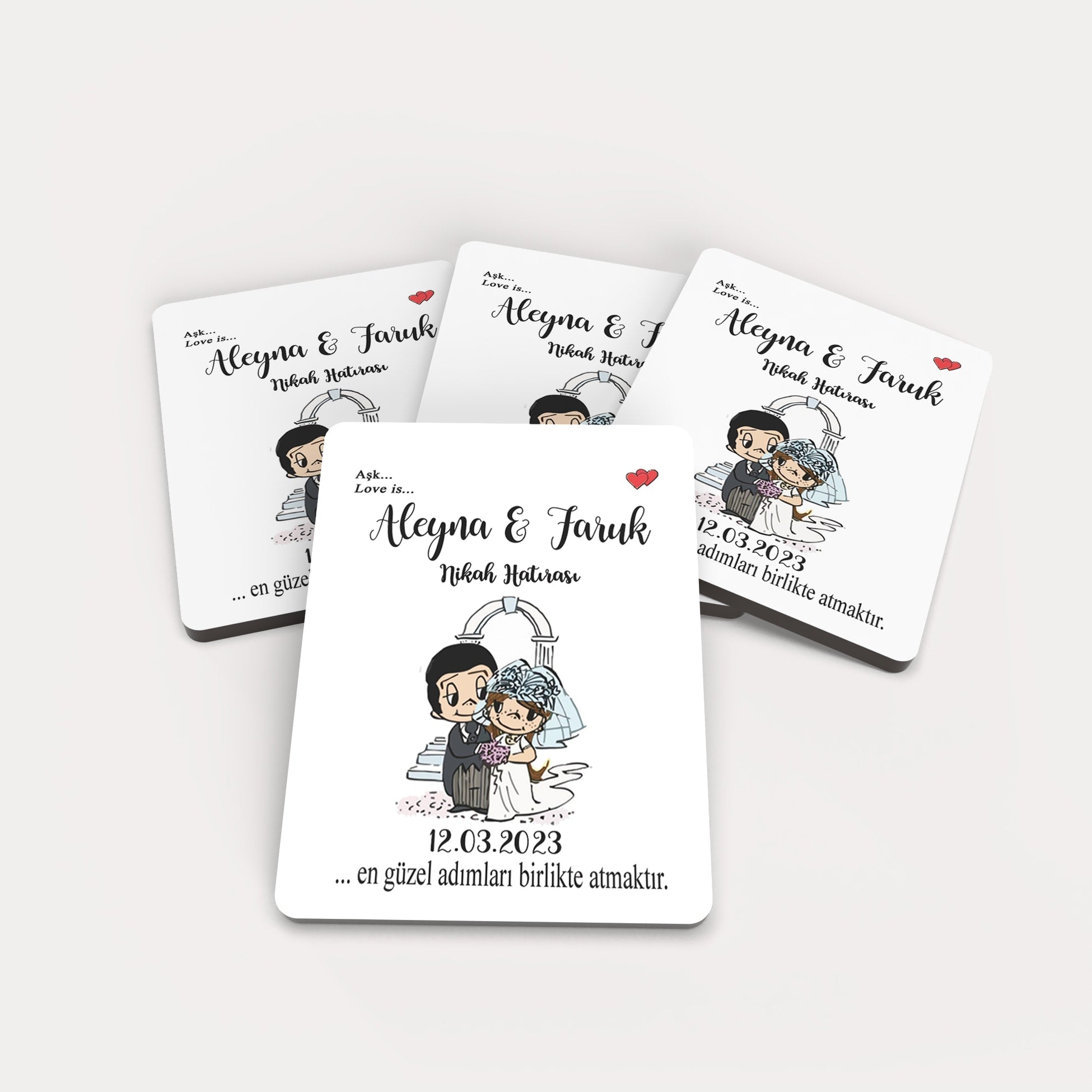 Şıpsevdi Gelin Damat Desenli Ahşap Magnet