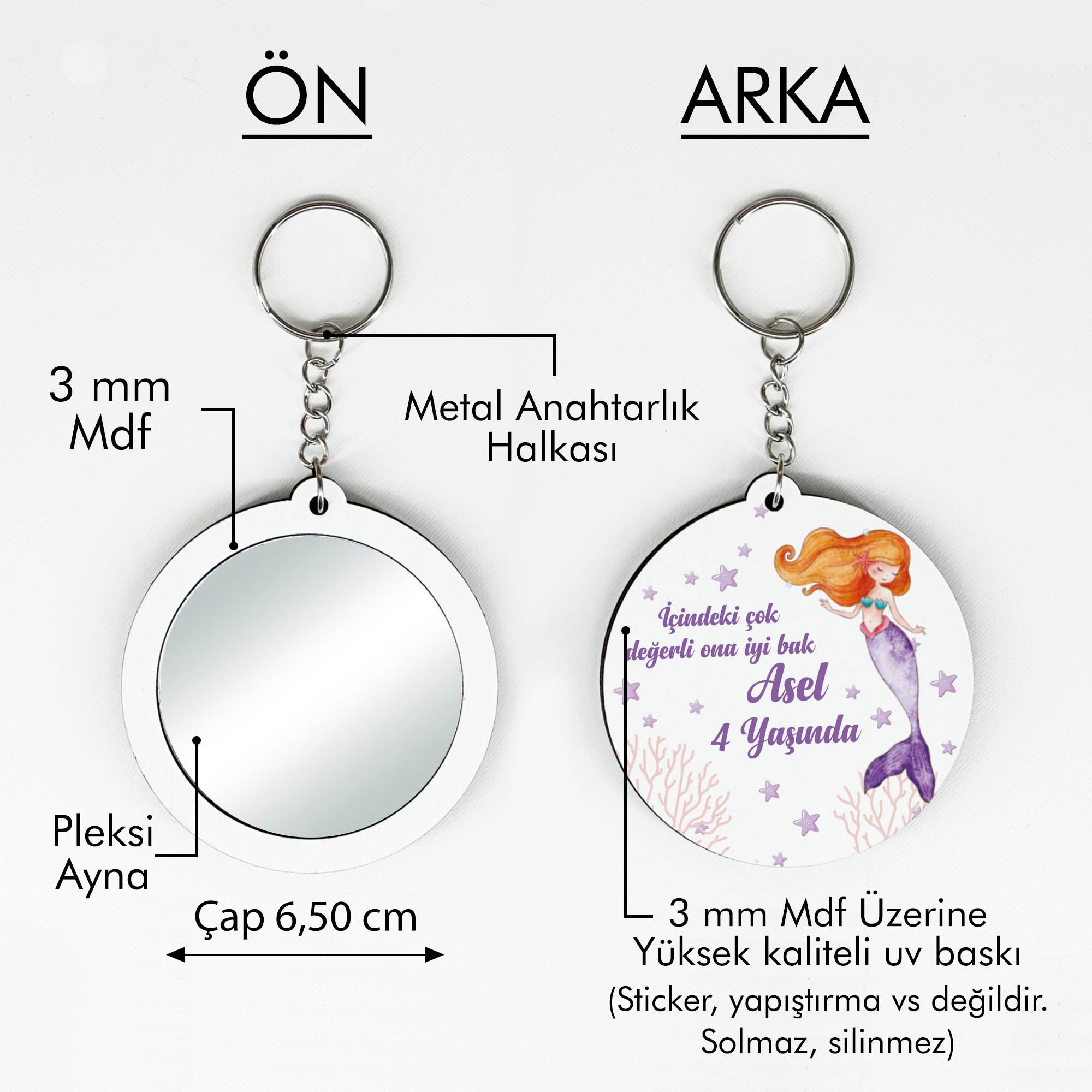 Deniz Kızı Temalı Anahtarlıklı Ayna