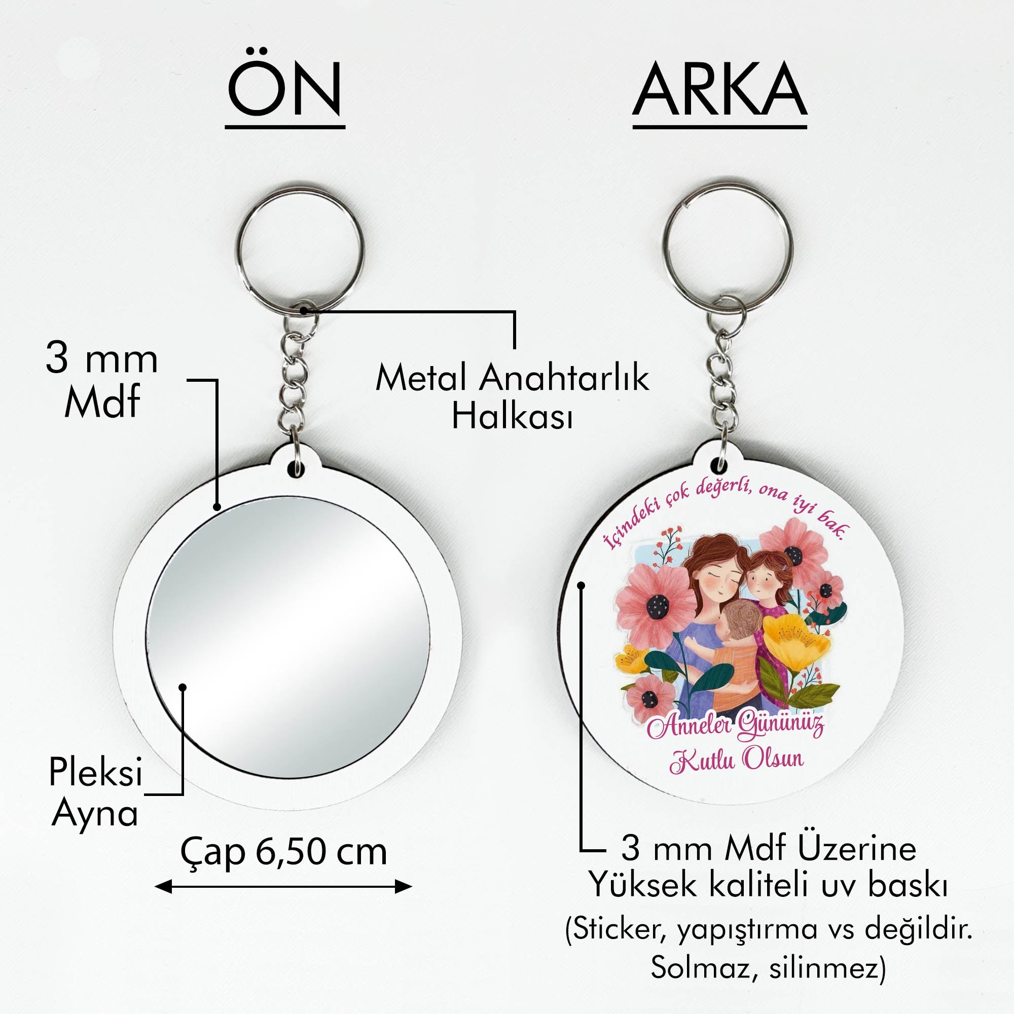 Anneler Günü Temalı Anahtarlıklı Ayna