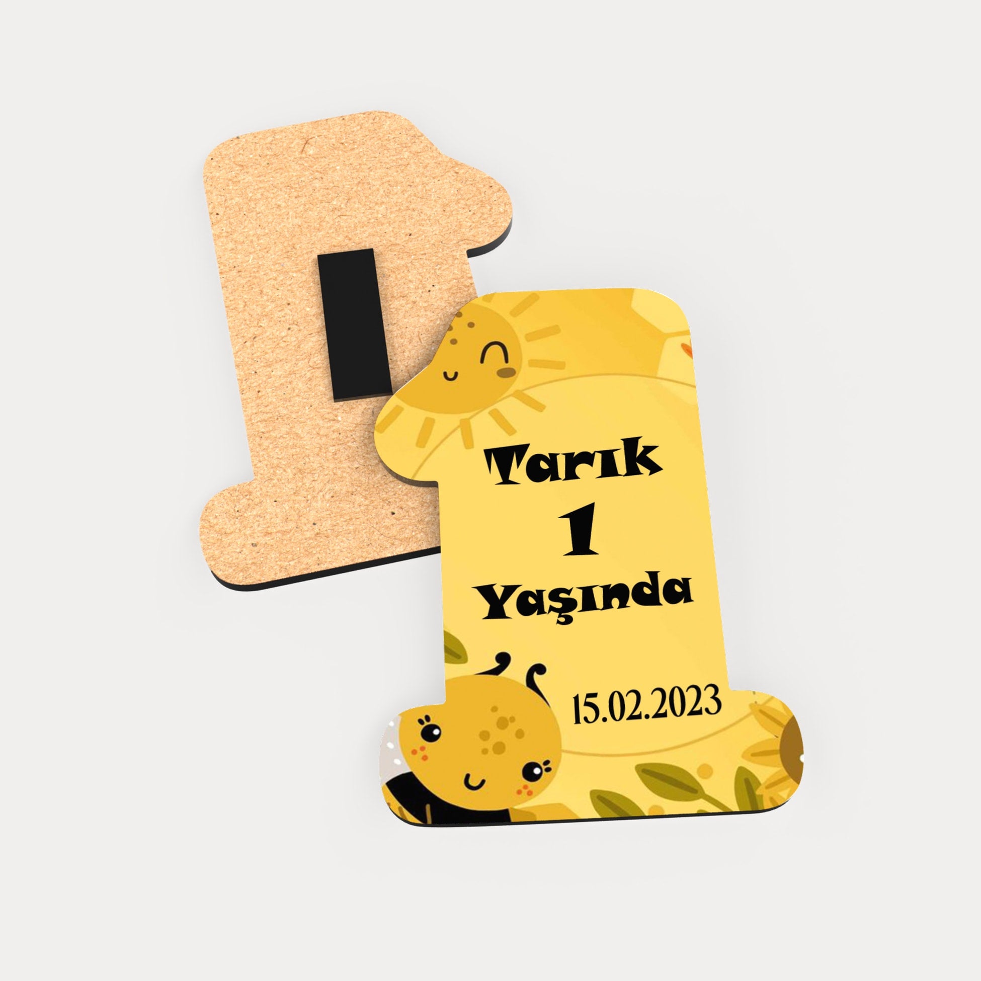 Güneş Ve Arı Temalı Ahşap Magnet