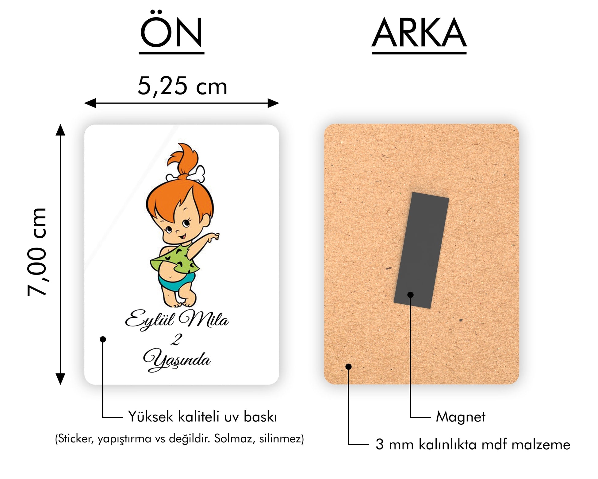 Çakıl Çakmaktaş Desenli Ahşap Magnet