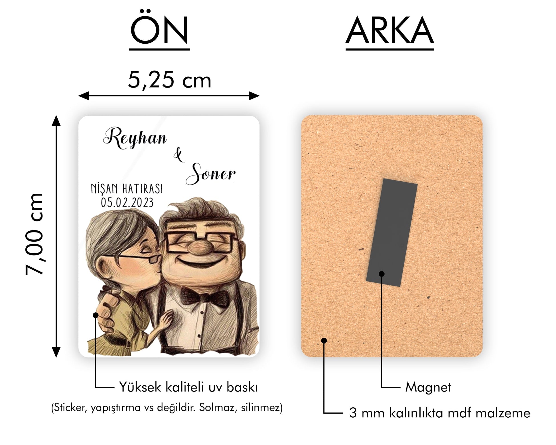 Up Temalı Ahşap Magnet