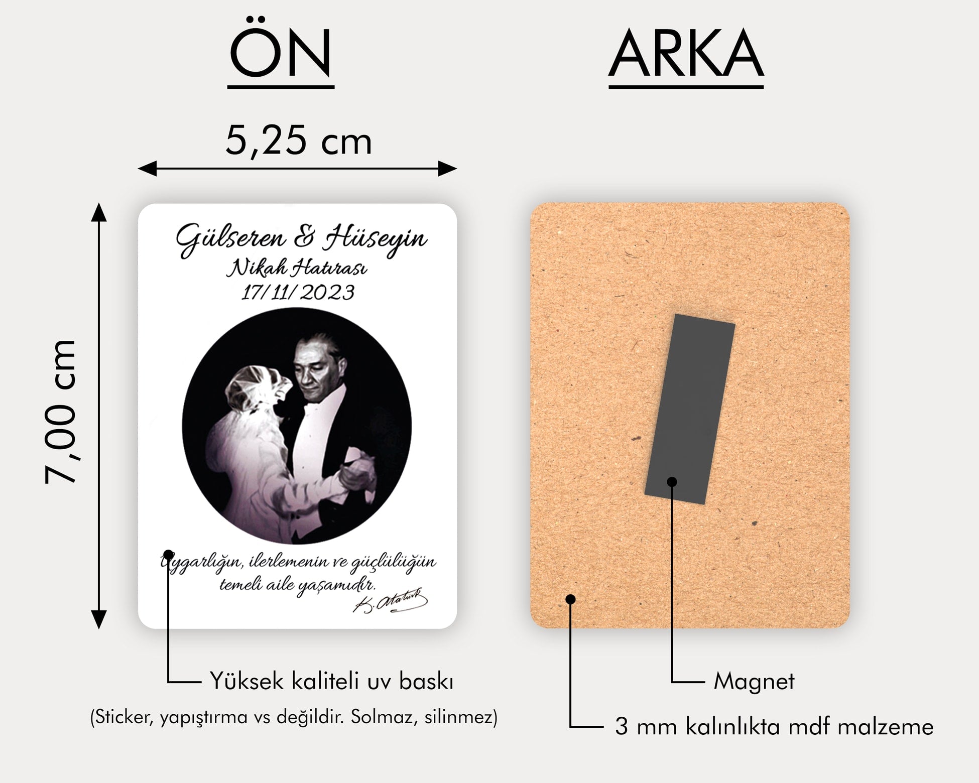 Atatürk Baskılı Ahşap Magnet