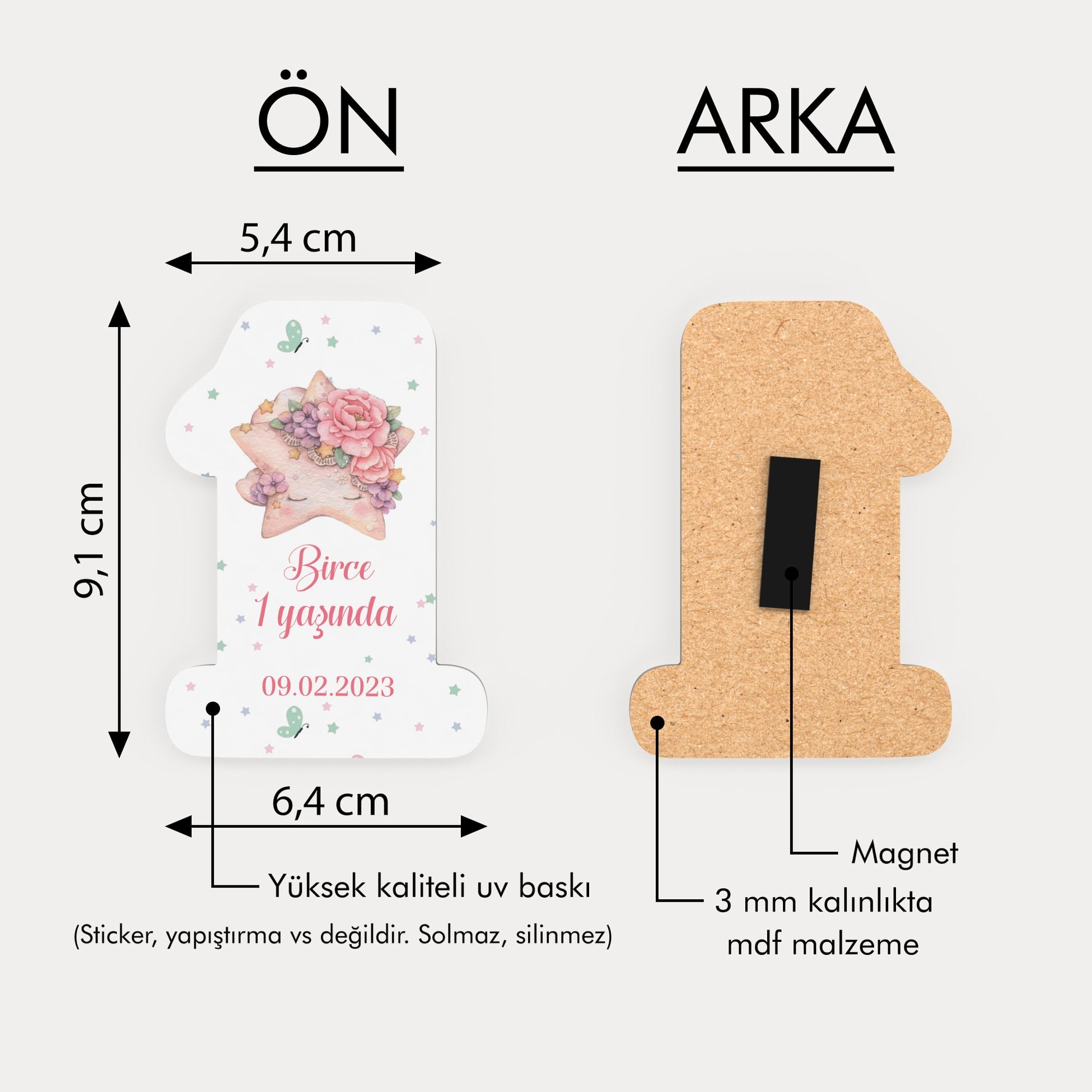 Yıldız Desenli Ahşap Magnet