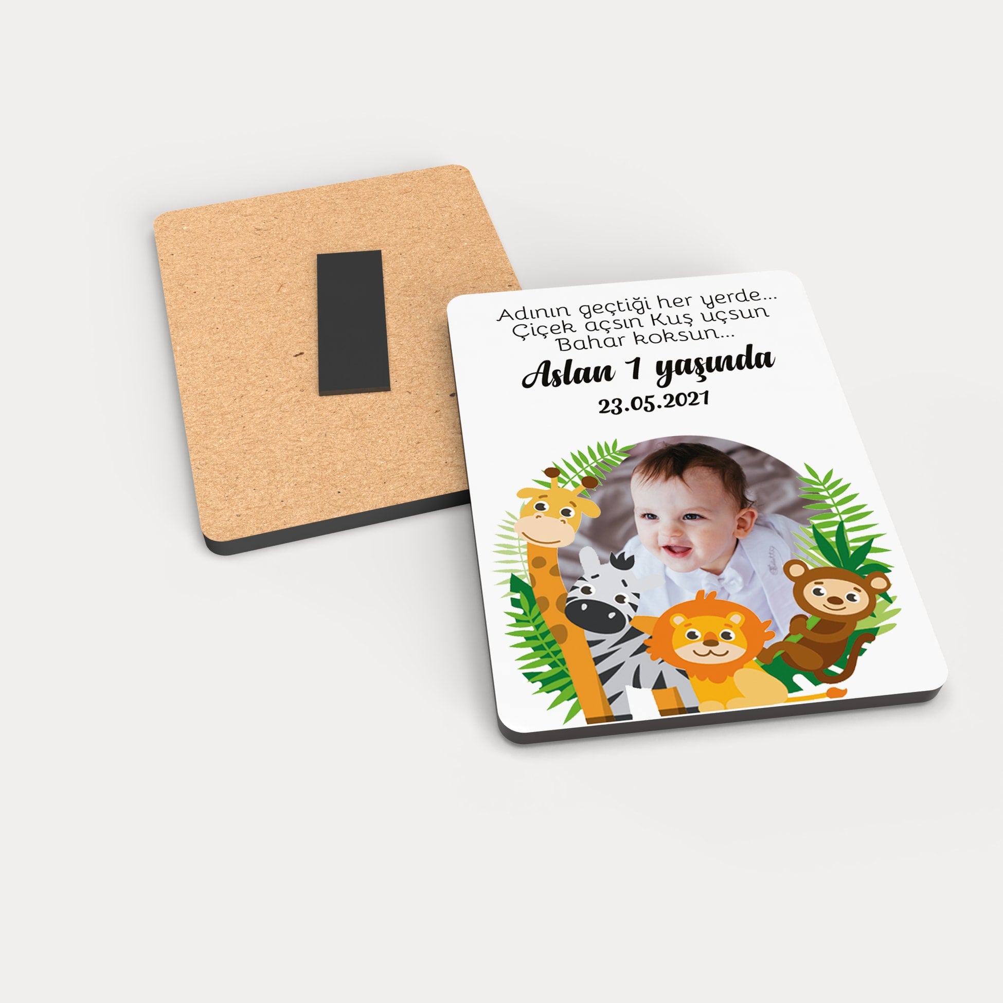 Safari Desenli Ahşap Magnet