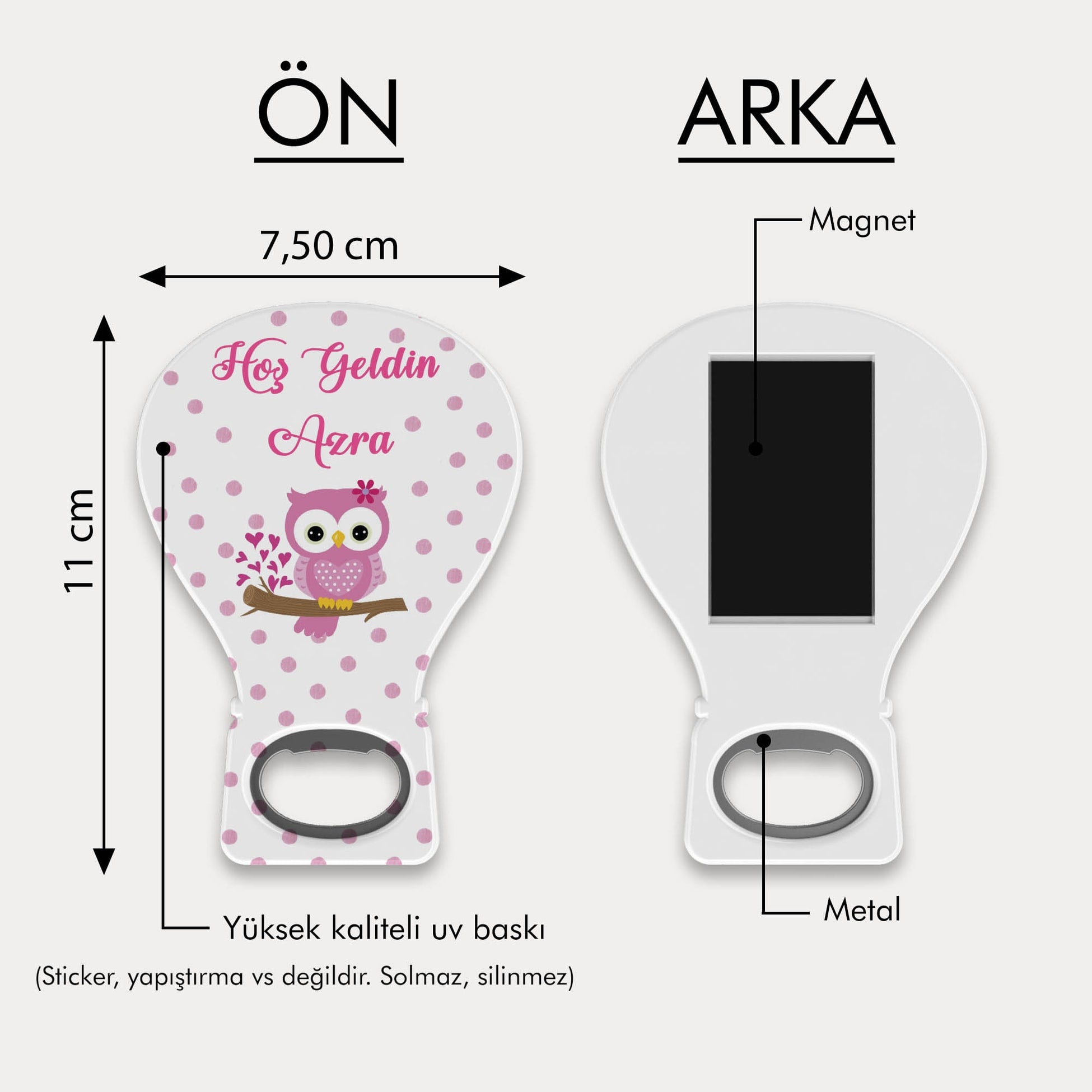 Baykuş Desenli Balon Açacak Magnet
