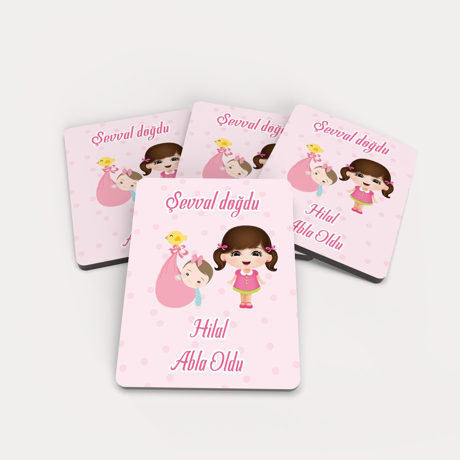 Abla Kardeş Temalı Ahşap Magnet