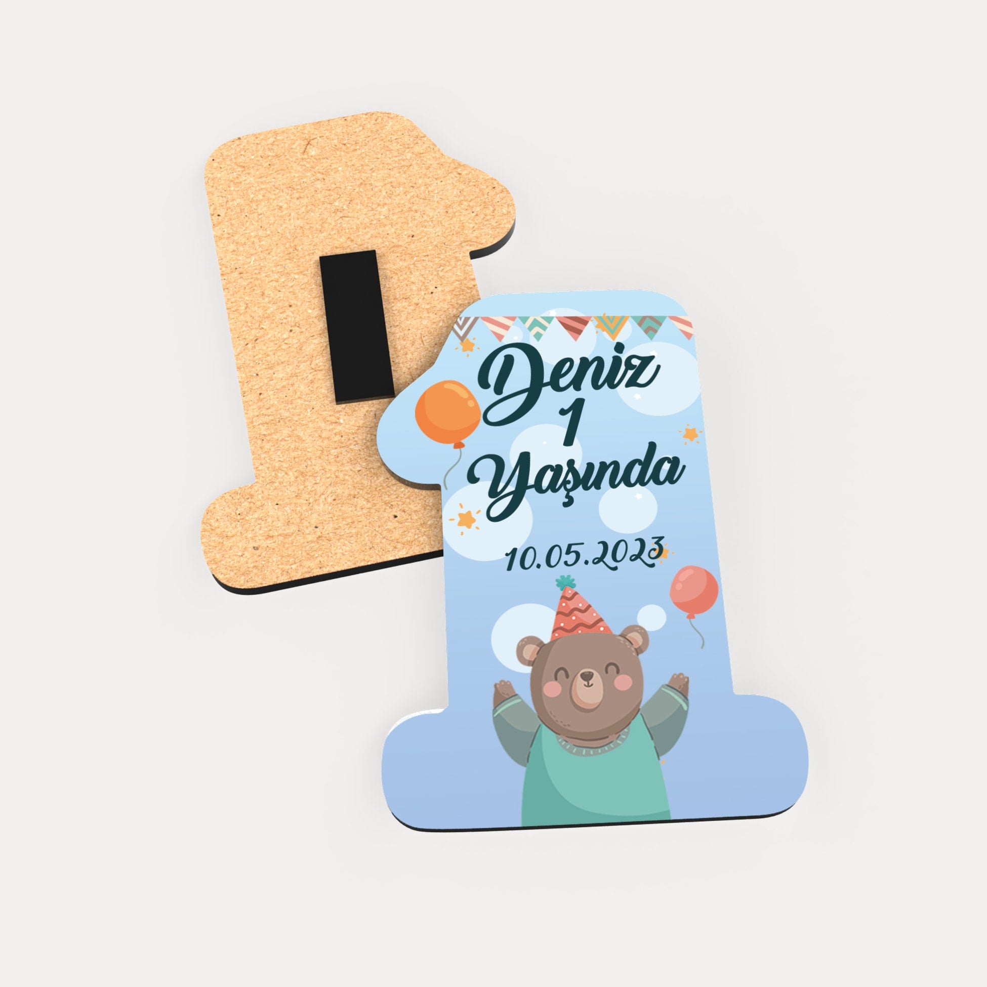 Ayıcık Desenli Ahşap Magnet