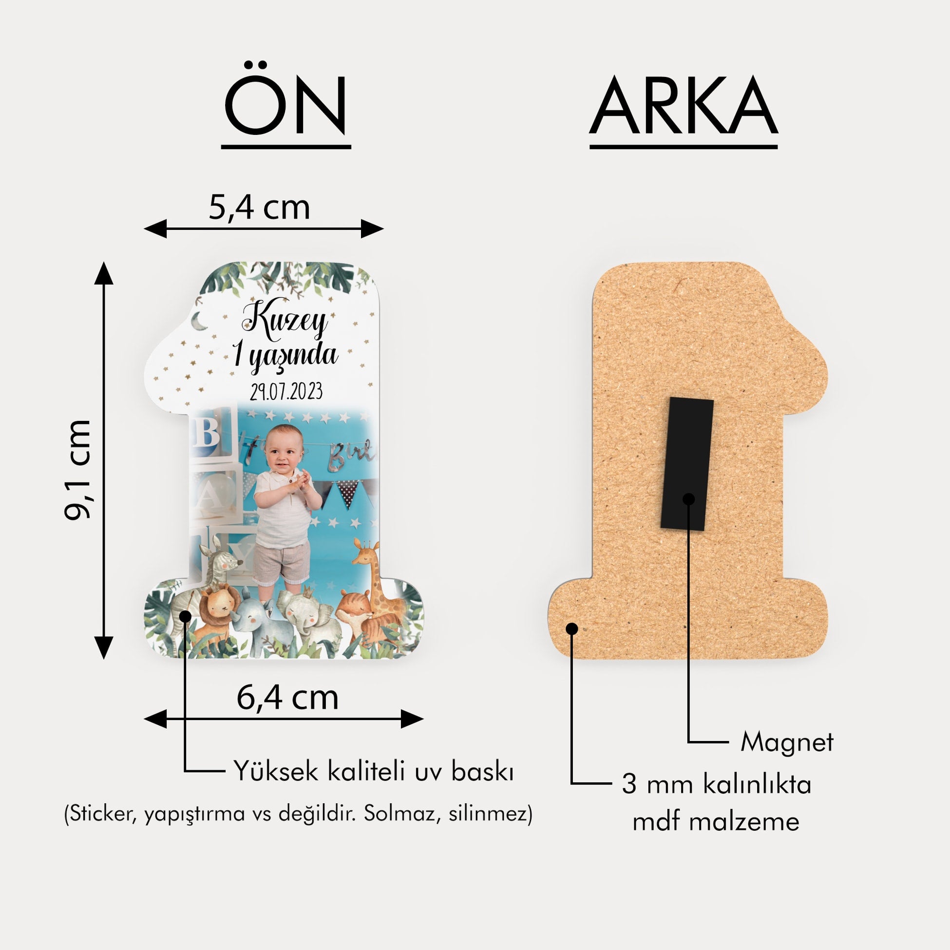 Safari Temalı Ahşap Magnet