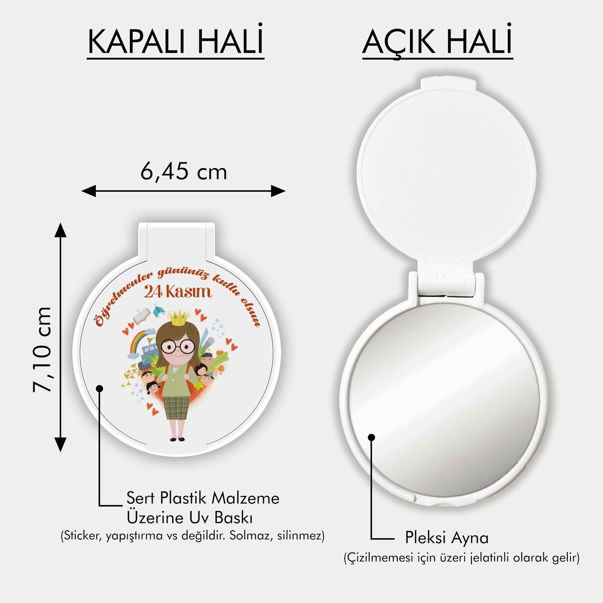 Öğretmenler Günü Temalı Yuvarlak Ayna