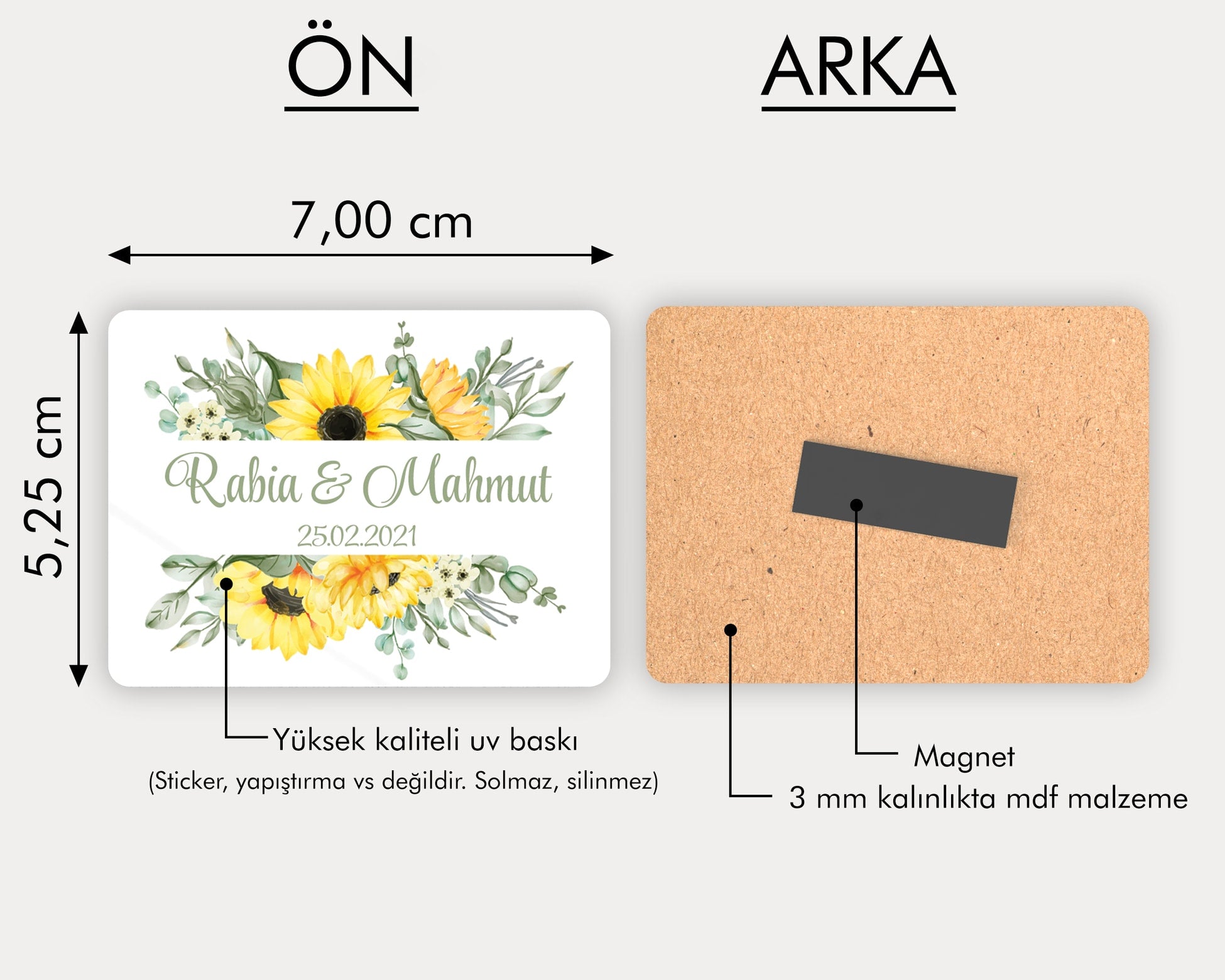 Ayçiçeği Temalı Ahşap Magnet