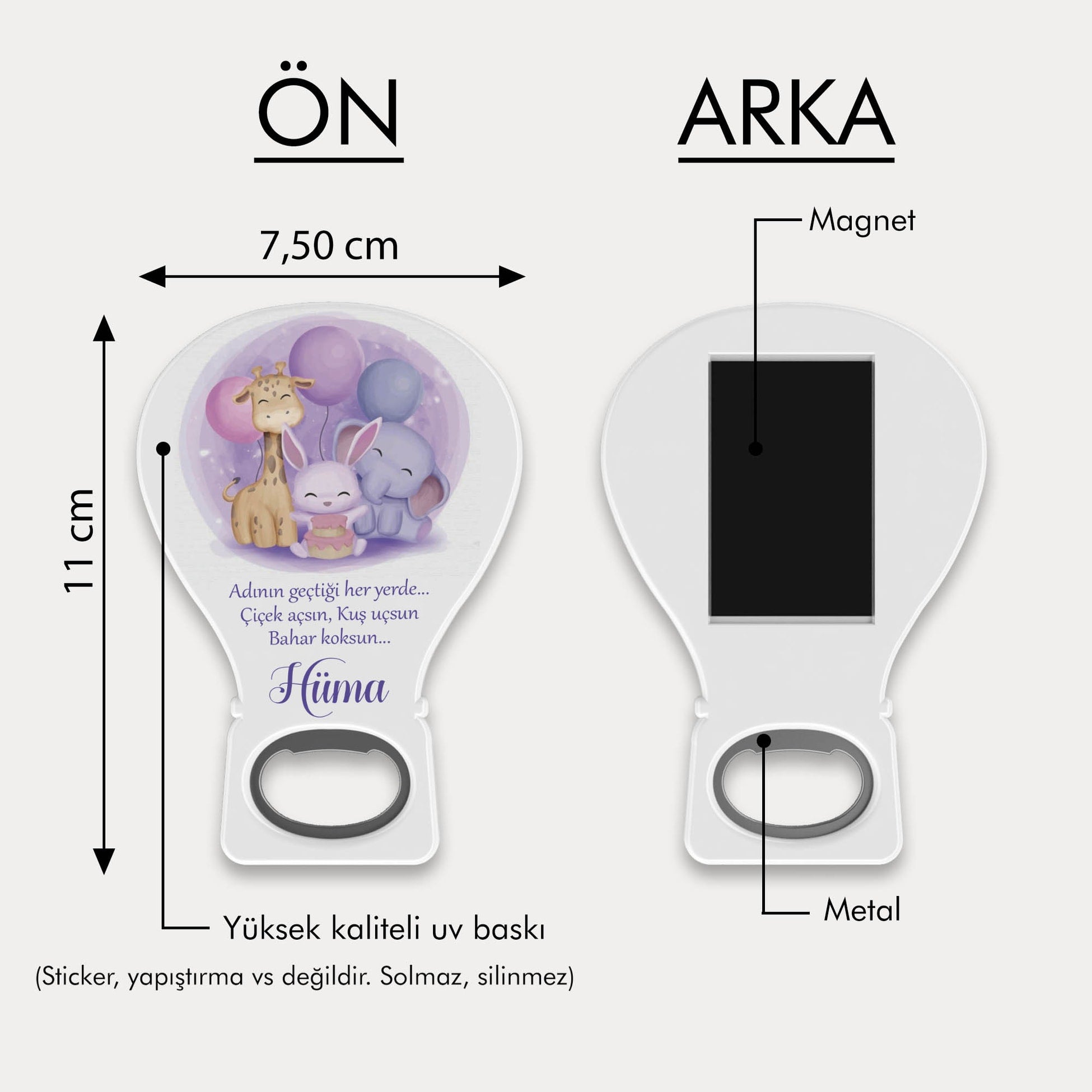 Zürafa Fil Tavşan Temalı Balon Açacak Magnet