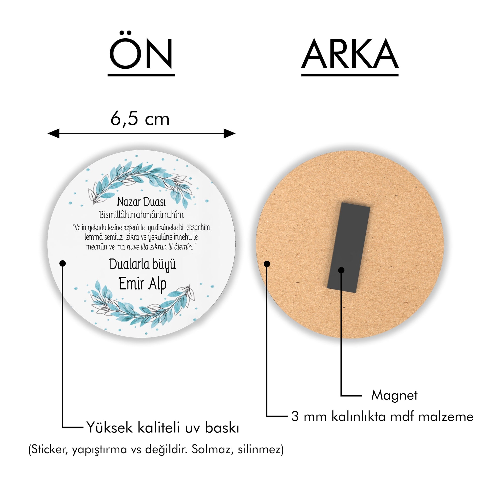 Bebek Temalı Yuvarlak Ahşap Magnet