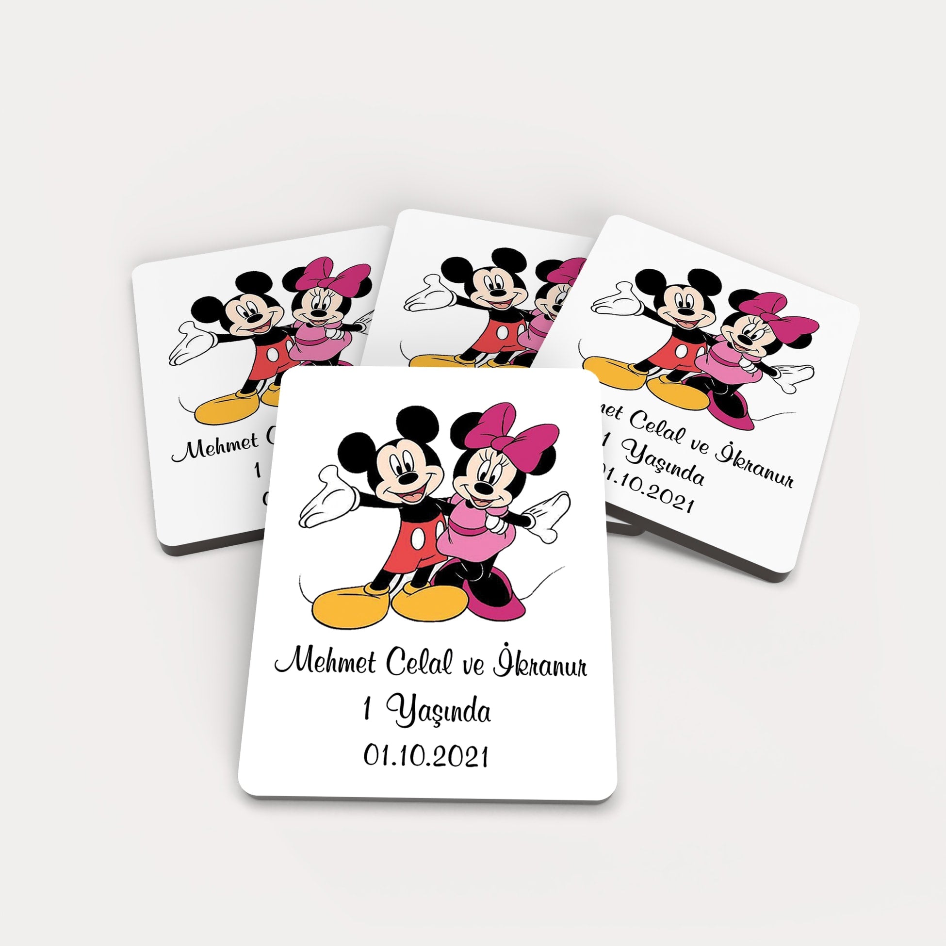 Mickey Ve Minnie Mouse Temalı Ahşap Magnet