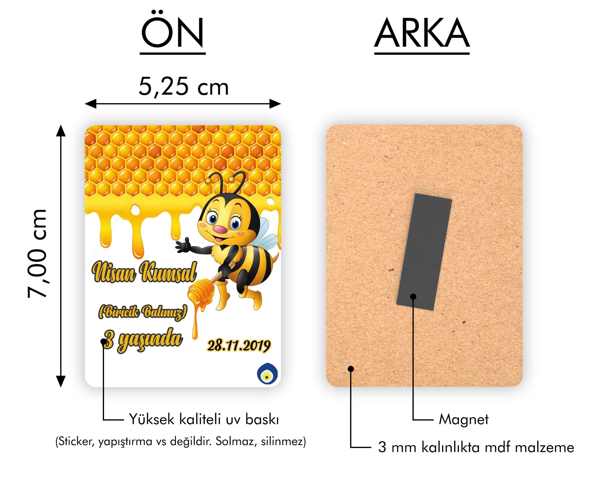 Bal Arı Temalı Ahşap Magnet