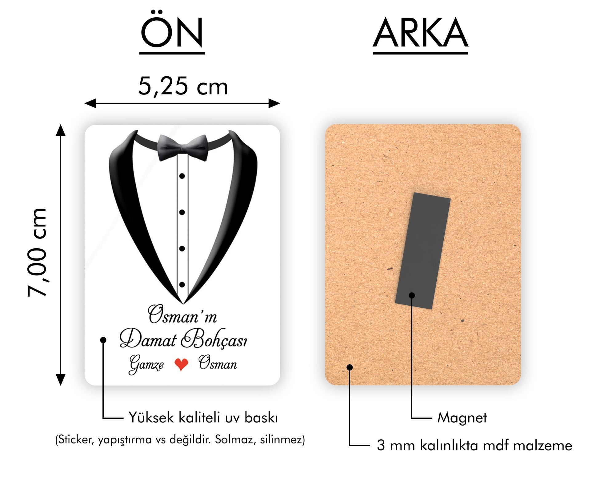 Damatlık Desenli Ahşap Magnet