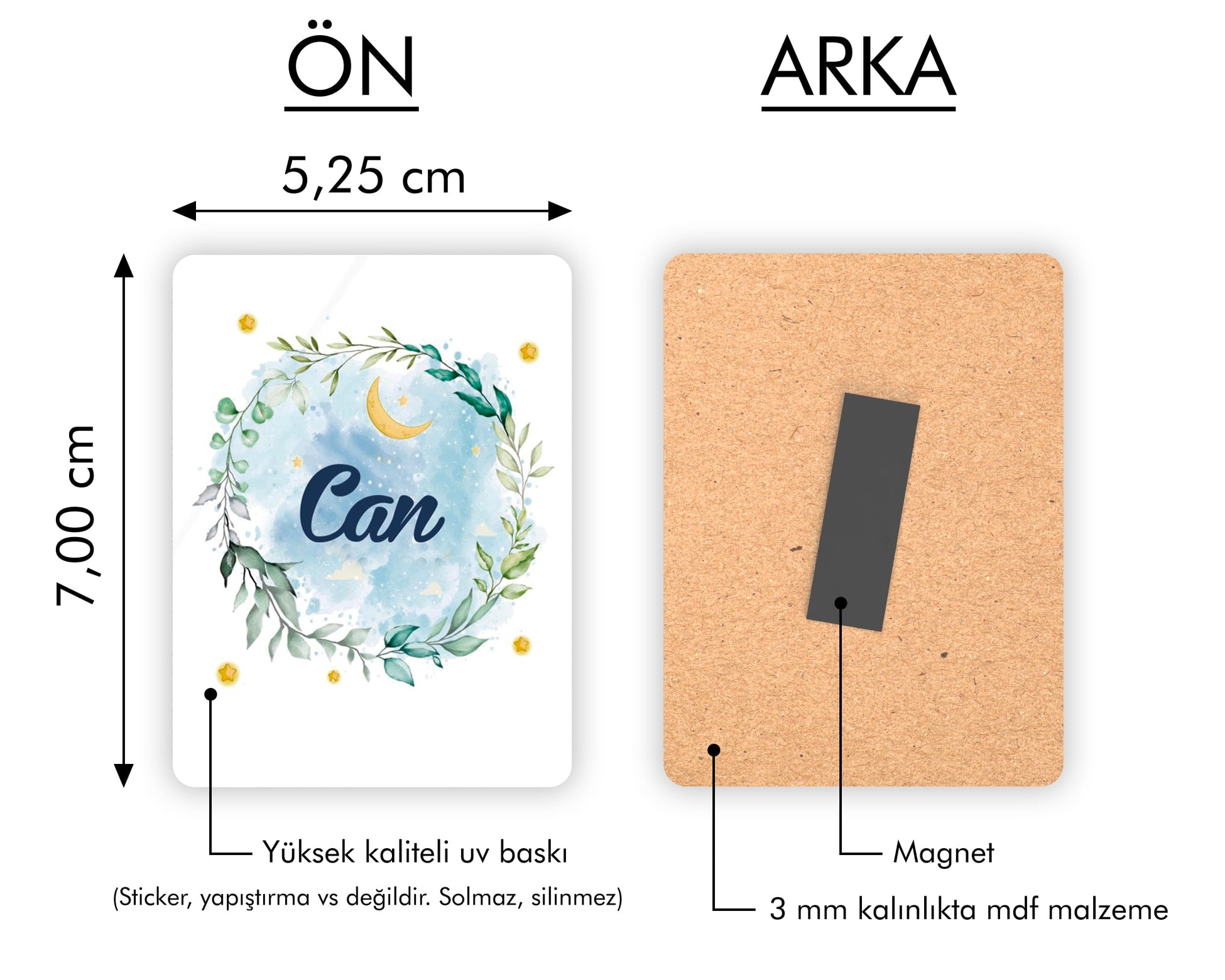 Yeşil Çelenkli Ahşap Magnet