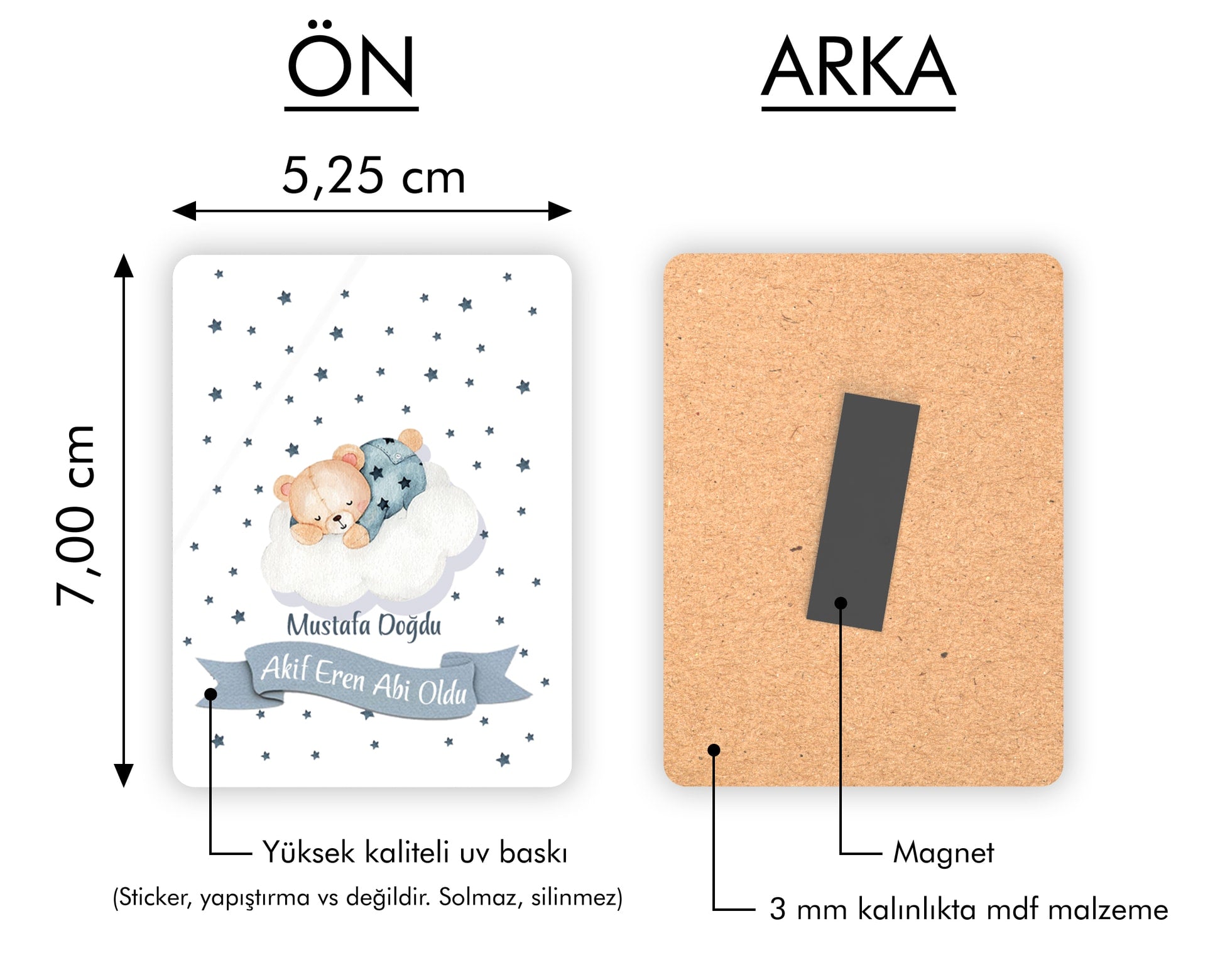 Ayıcık Desenli Ahşap Magnet