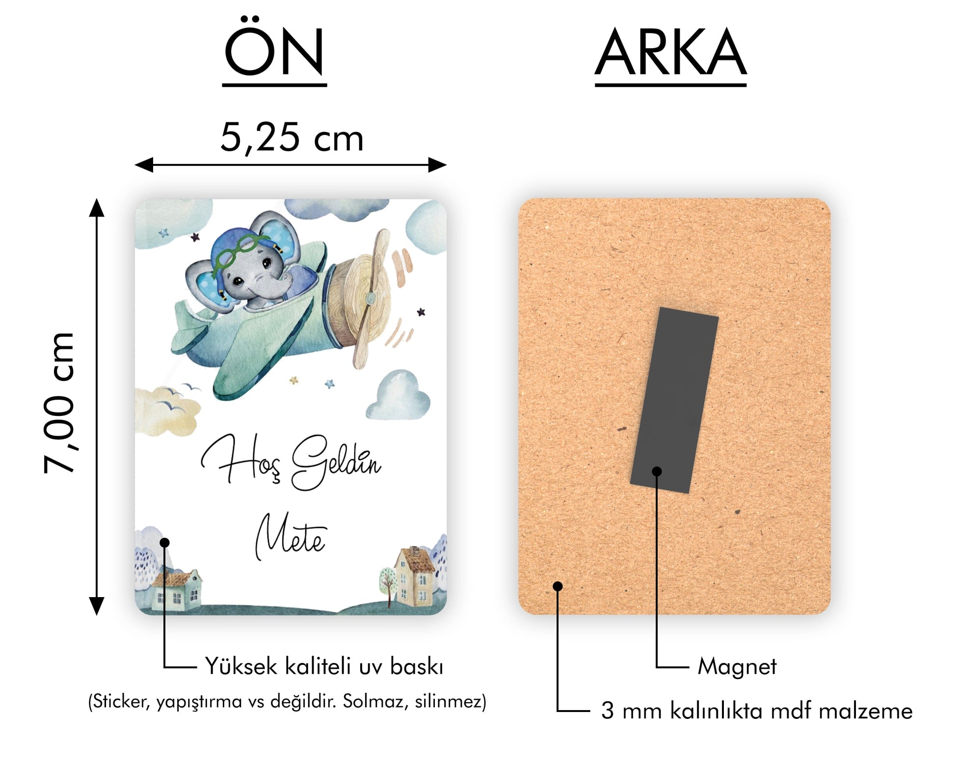 Uçan Bebek Fiil Temalı Ahşap Magnet