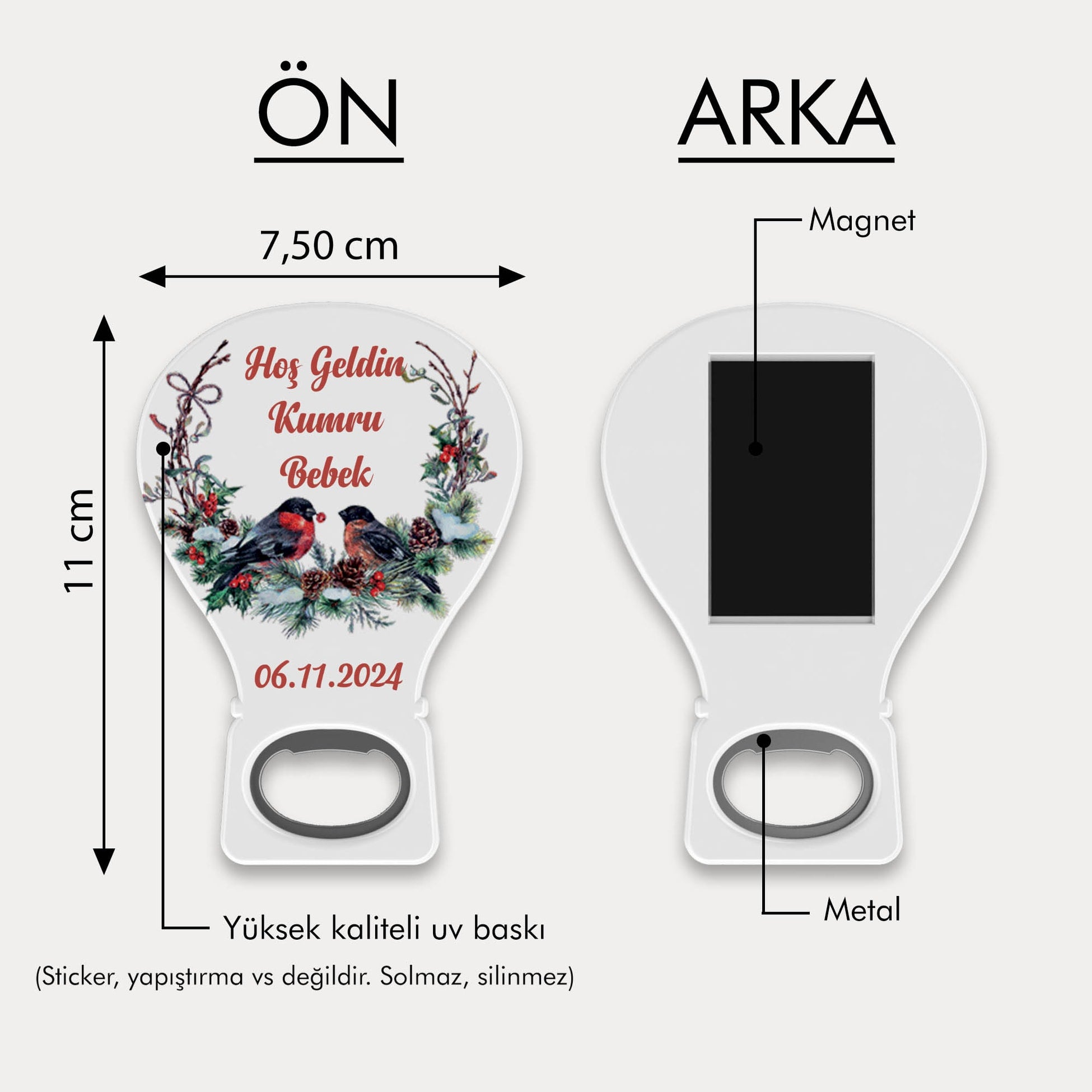 Çift Kuş Desenli Balon Açacak Magnet