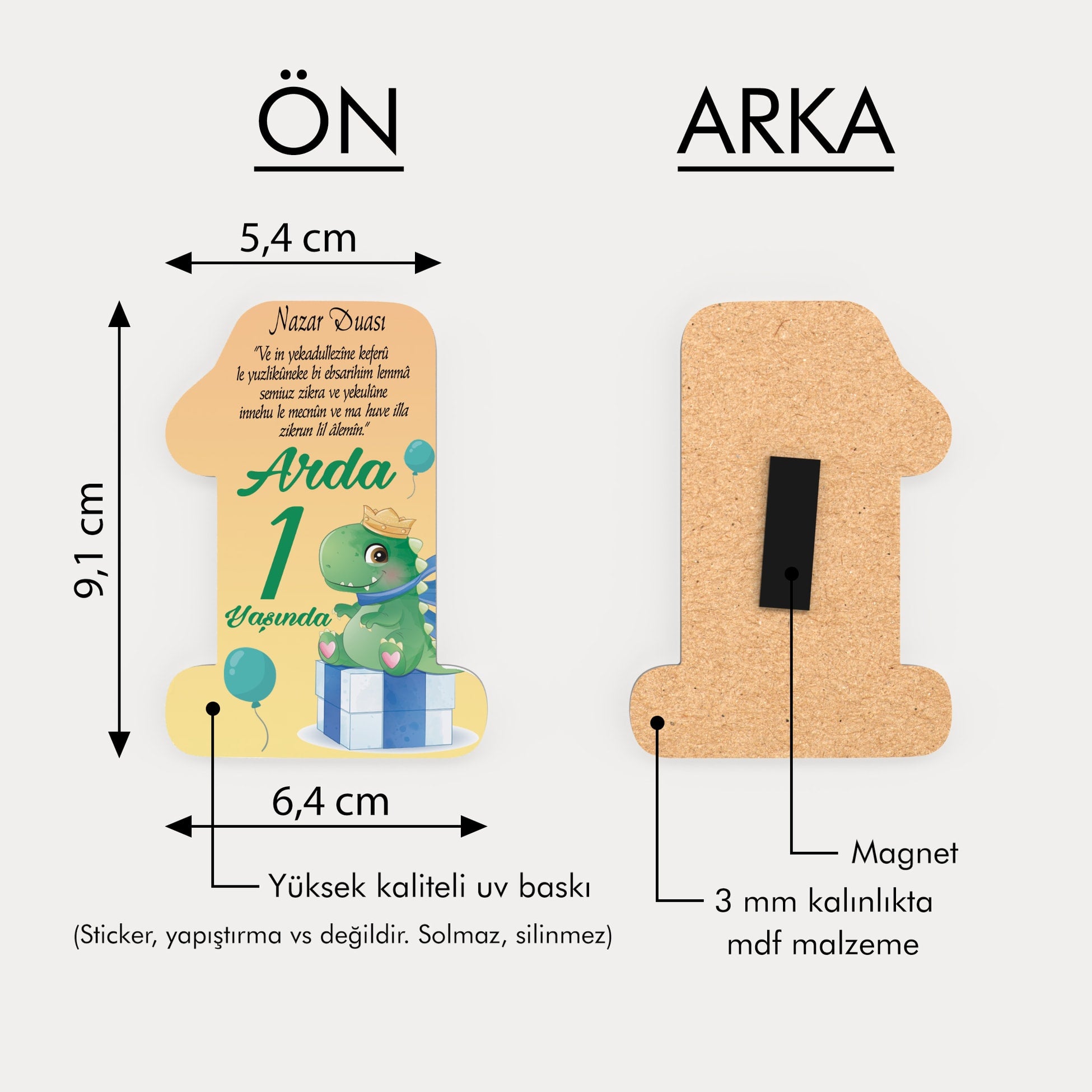 Dinazor Temalı Ahşap Magnet