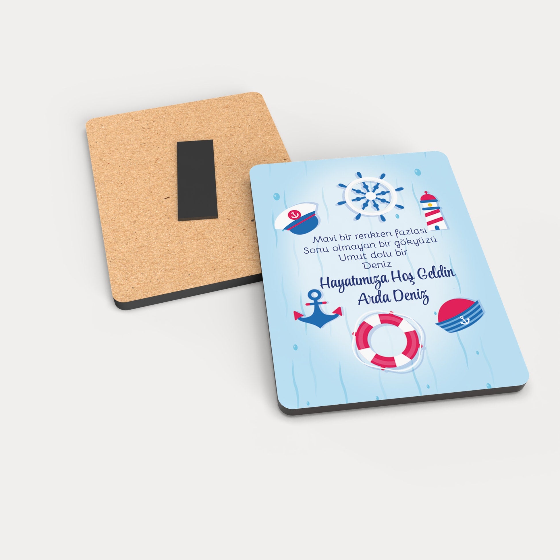 Denizci Temalı Ahşap Magnet