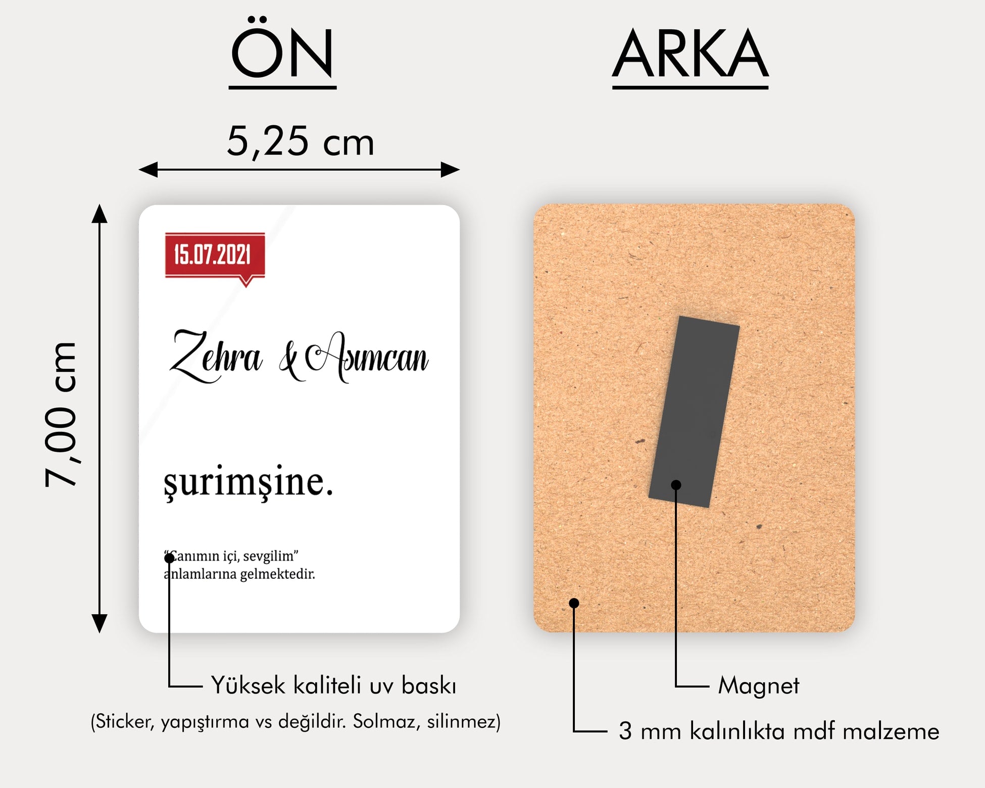 Şurimşine Yazılı Ahşap Magnet