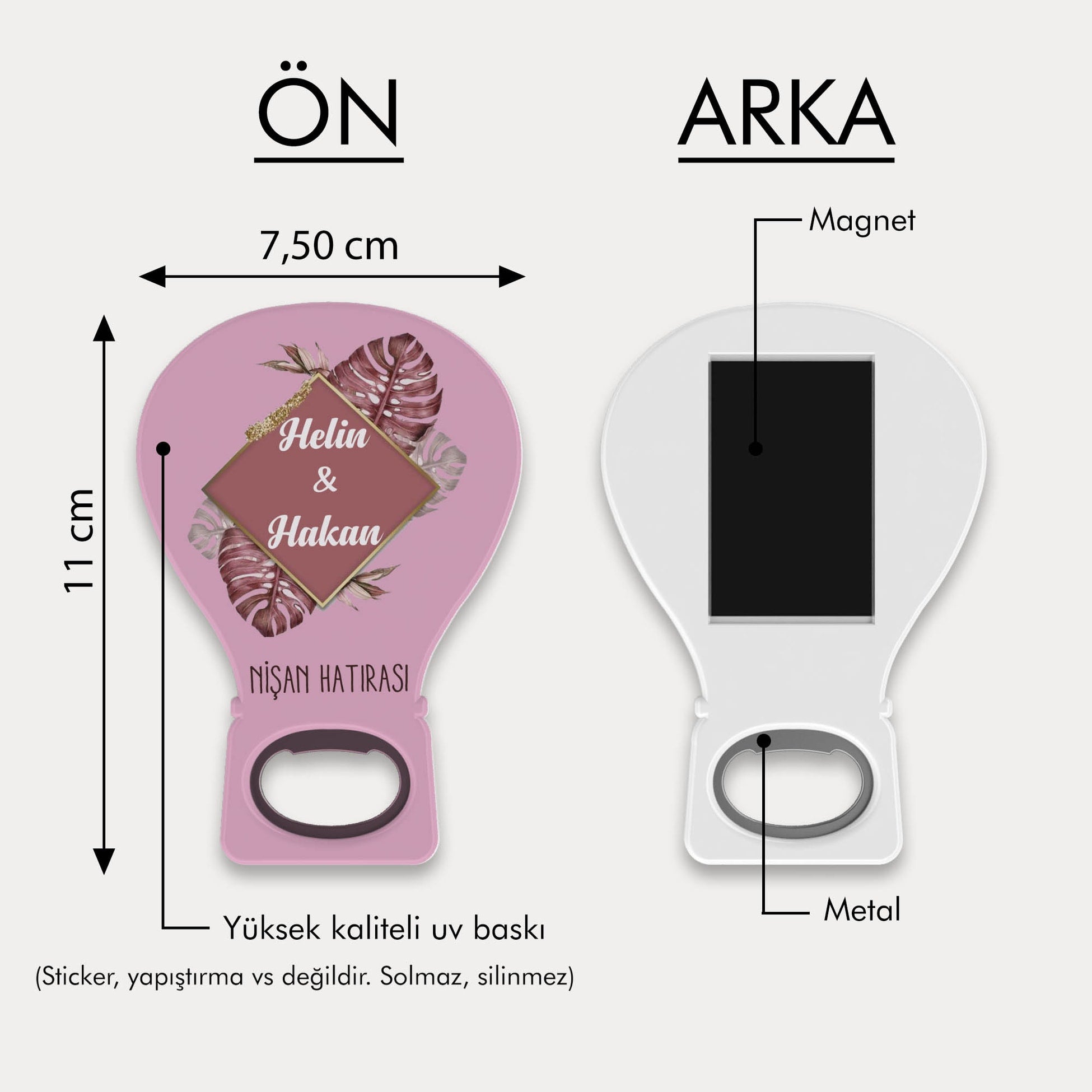 Pembe Çiçek Desenli Balon Açacak Magnet