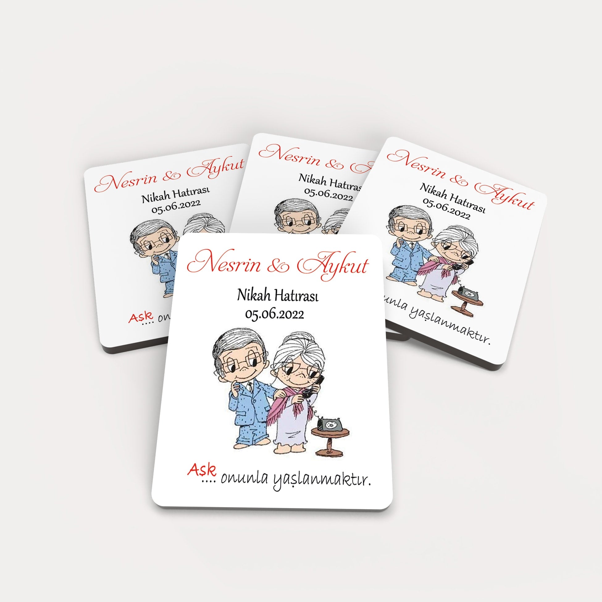 Şıpsevdi Gelin Damat Desenli Ahşap Magnet